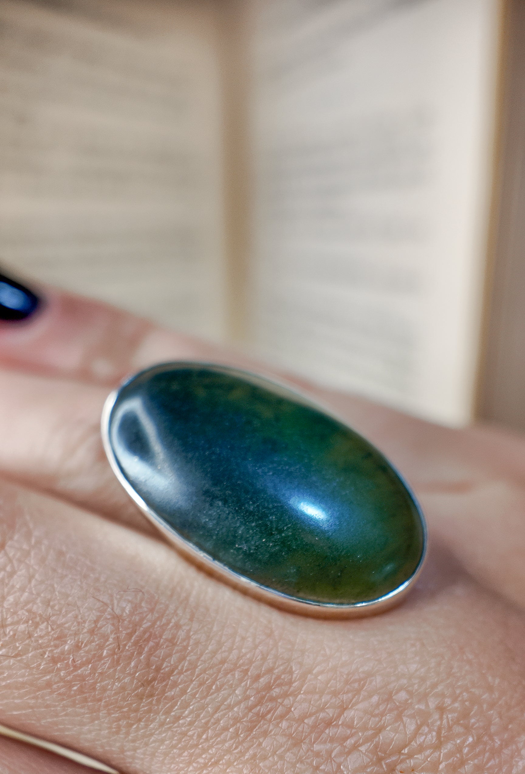Anillo Adaptable de Plata y Jade