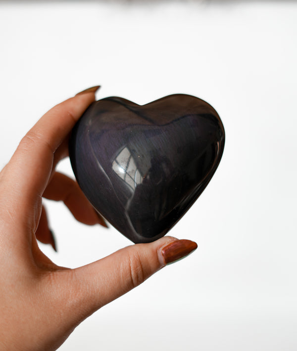 Corazón Grande de Obsidiana Arcoíris – Protección, Magia y Transformación