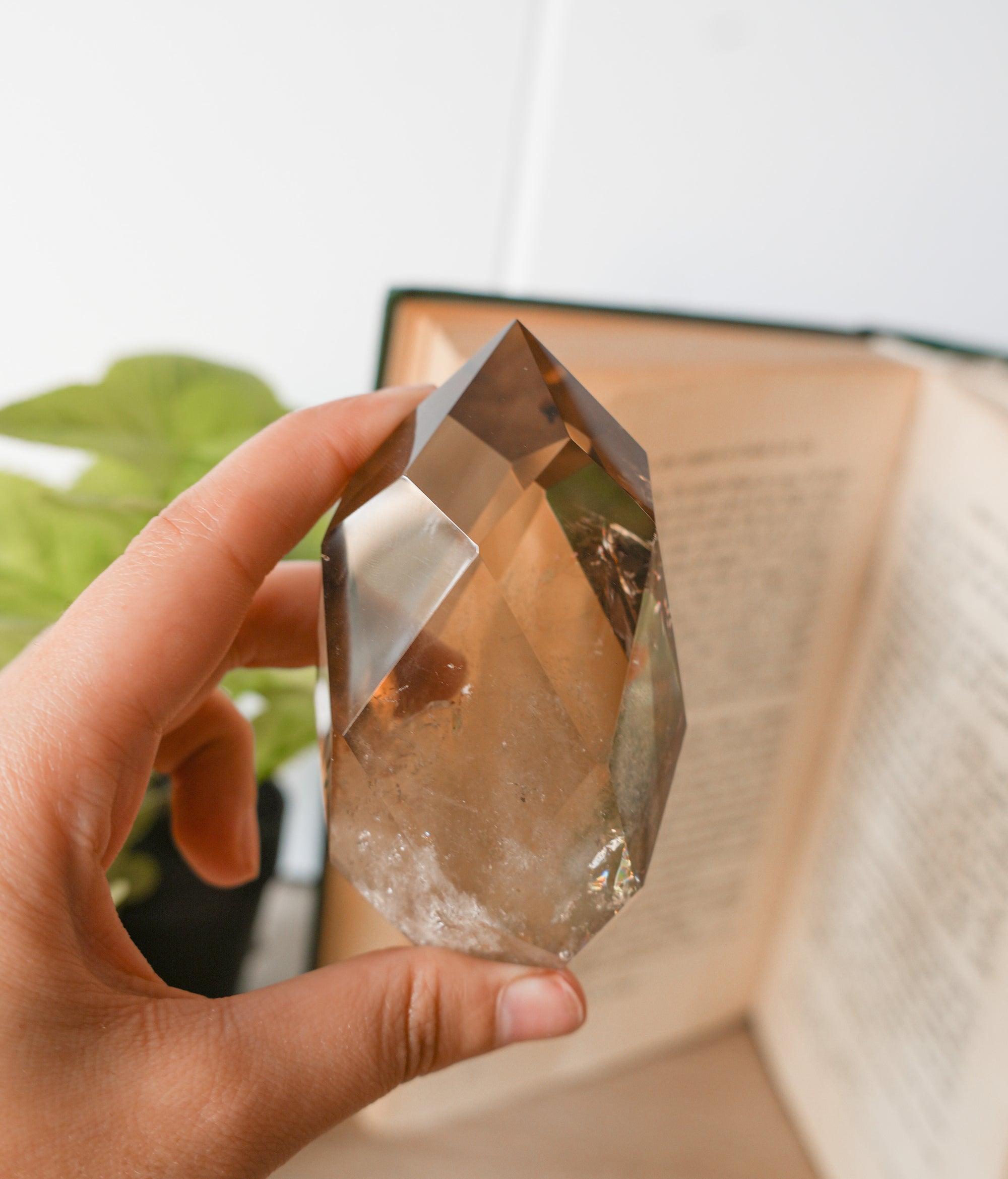Punta Facetada de Cuarzo Ahumado – Protección, Enraizamiento y Claridad