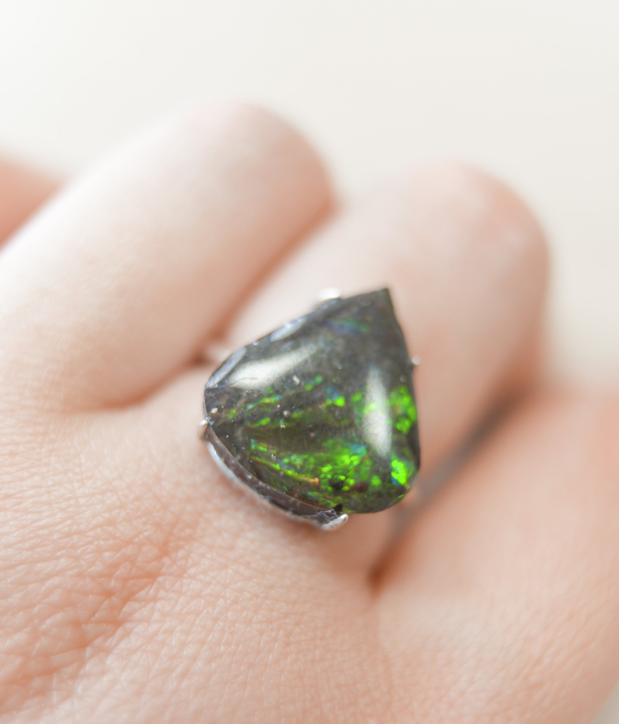 Anillo de Ammolita en Plata – Evolución, Energía Vital y Magia Ancestral