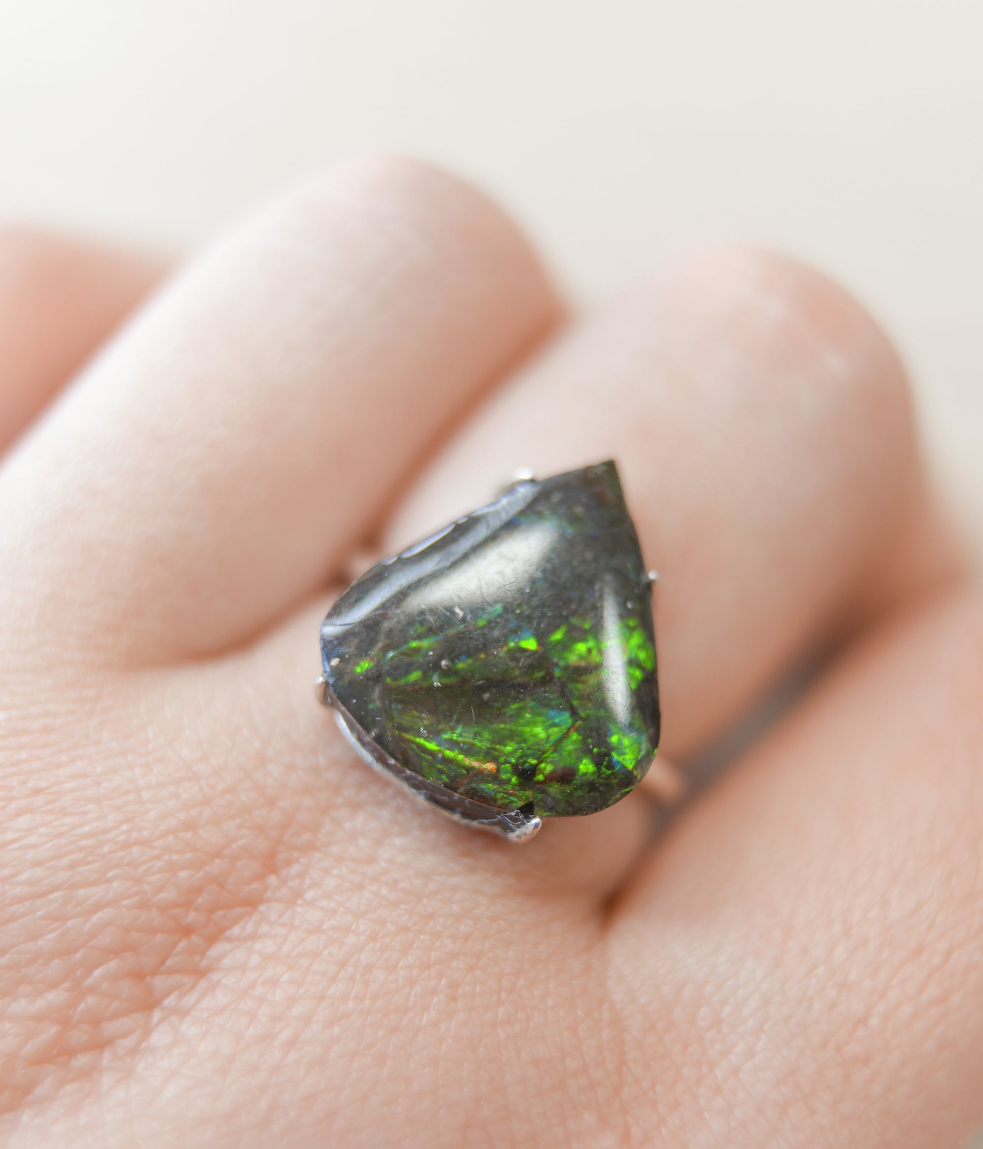 Anillo de Ammolita en Plata – Evolución, Energía Vital y Magia Ancestral