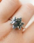 Anillo Estrella de Ágata Musgo en Plata – Armonía, Esperanza y Energía de la Tierra