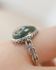 Anillo Gota de Ágata Musgo en Plata – Armonía, Conexión Natural y Crecimiento Interior