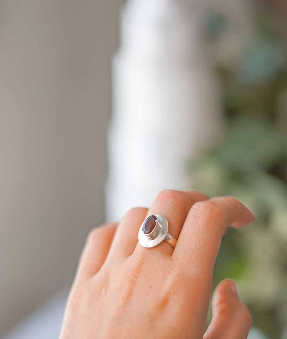 Granate - anillo plata adaptable
