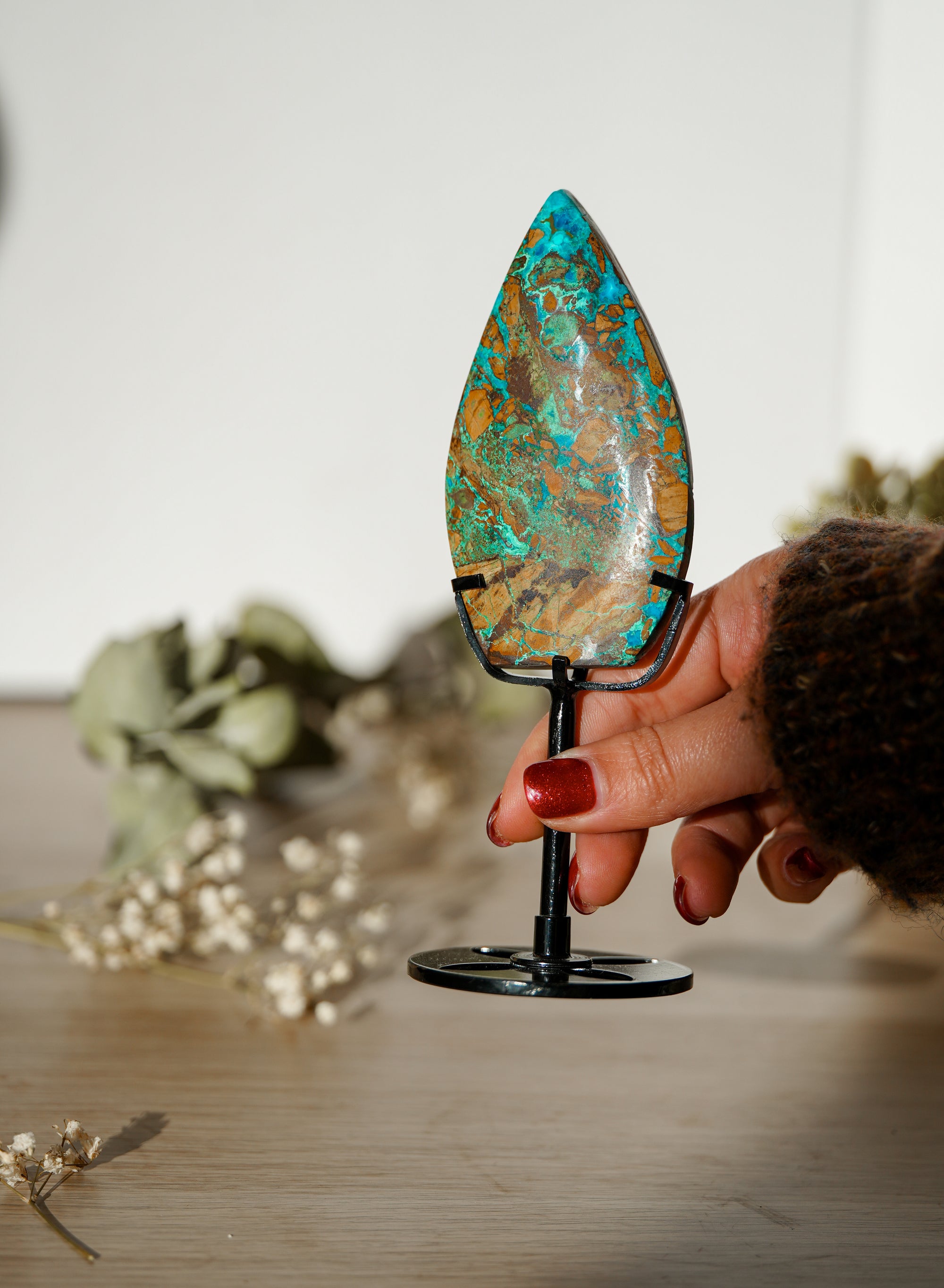 Llama de Crisocola en Peana