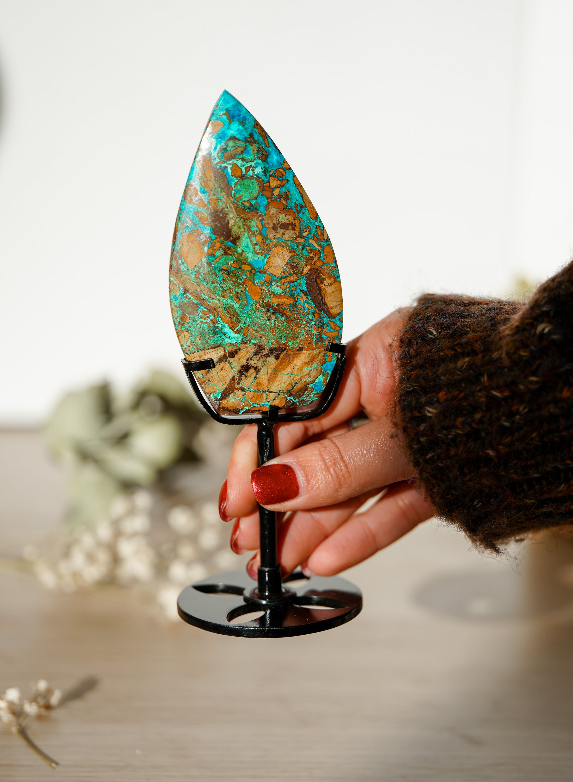 Llama de Crisocola en Peana