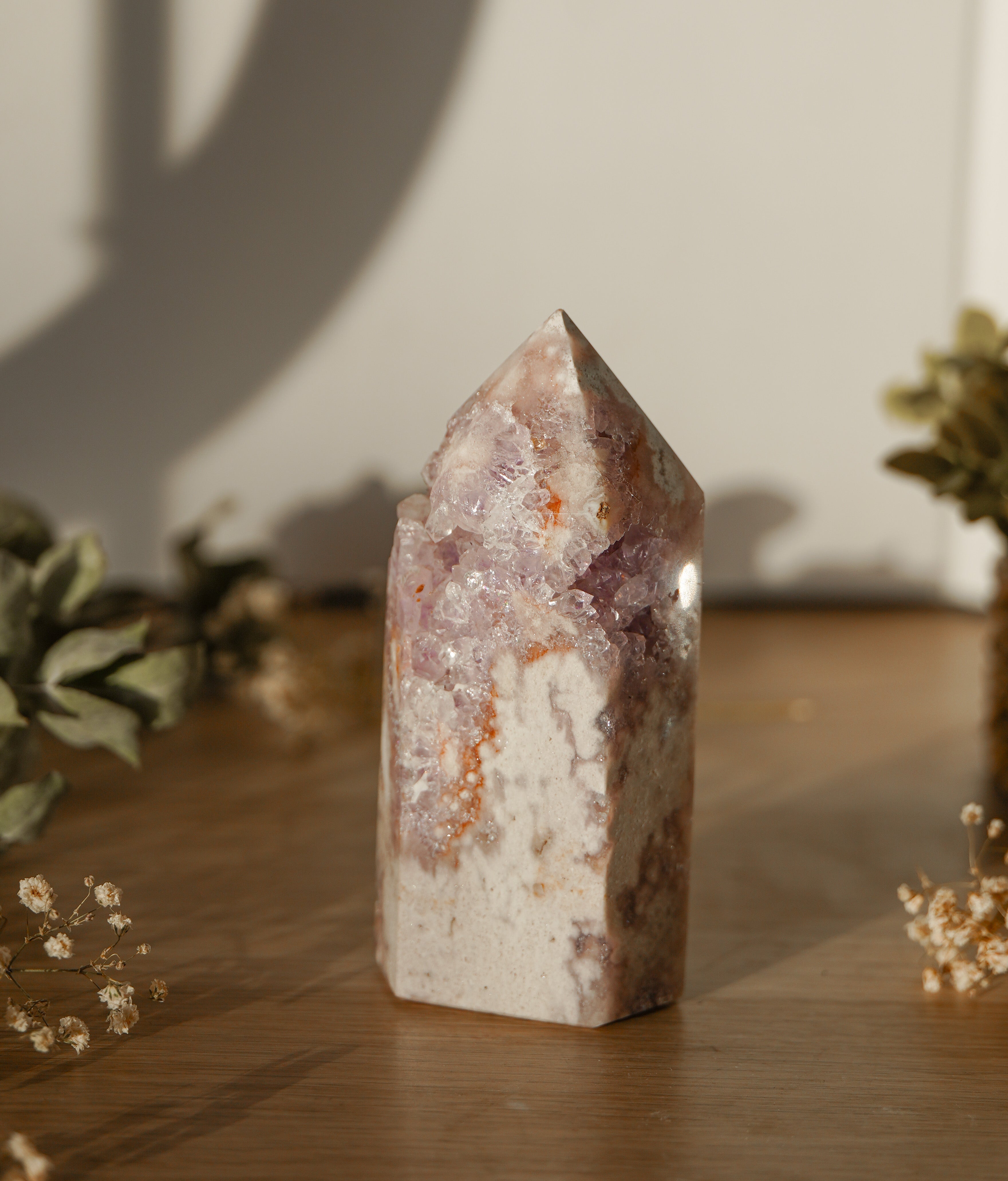 Punta de Amatista Rosa y Morada con Geoda