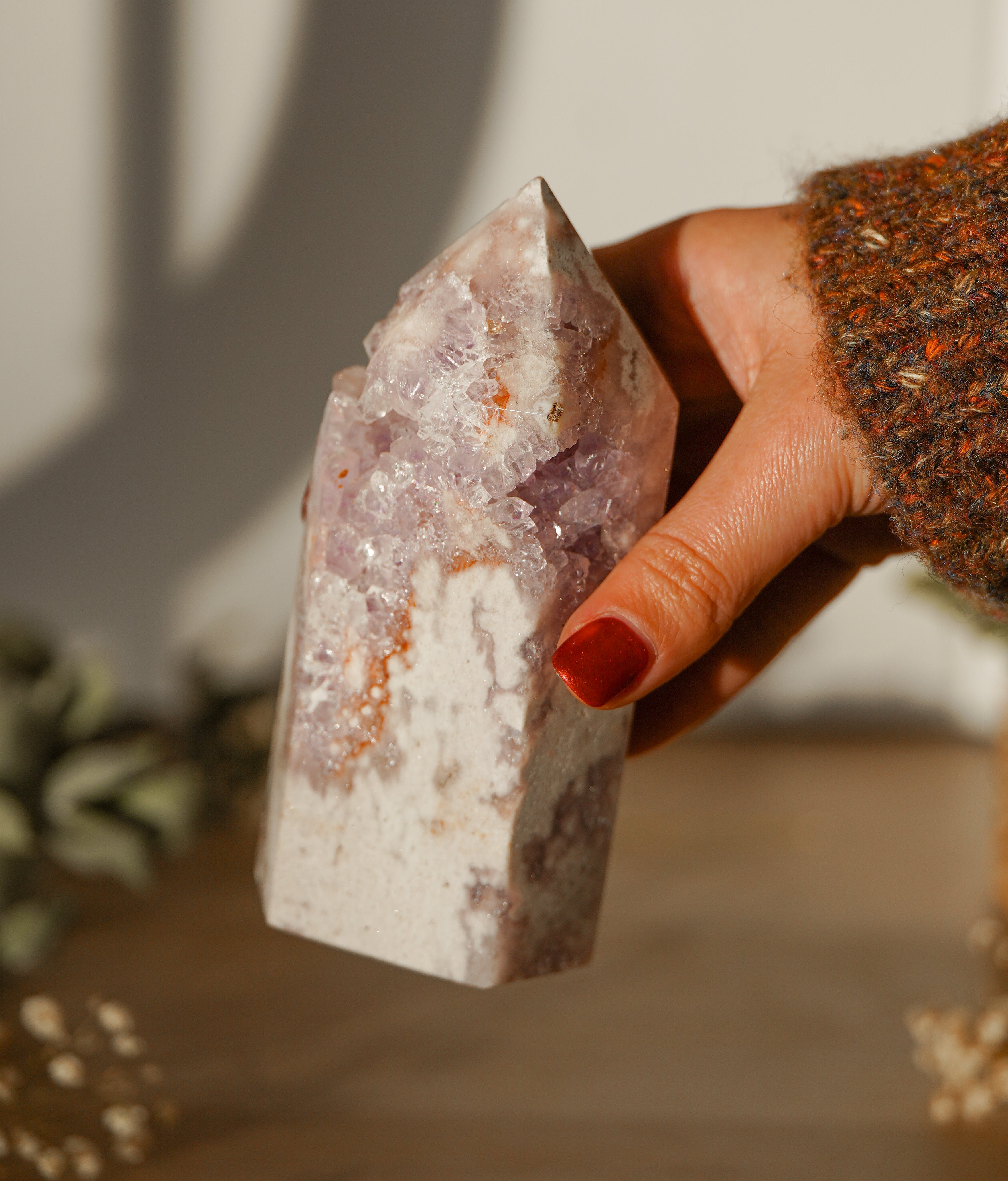 Punta de Amatista Rosa y Morada con Geoda