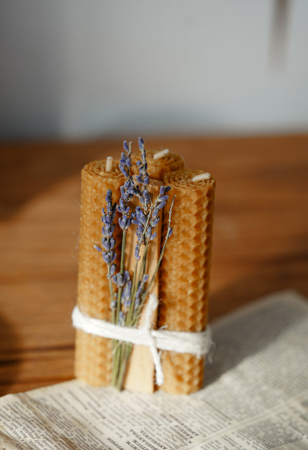 Pack Ritual de Velas: Miel, Palo Santo y Lavanda