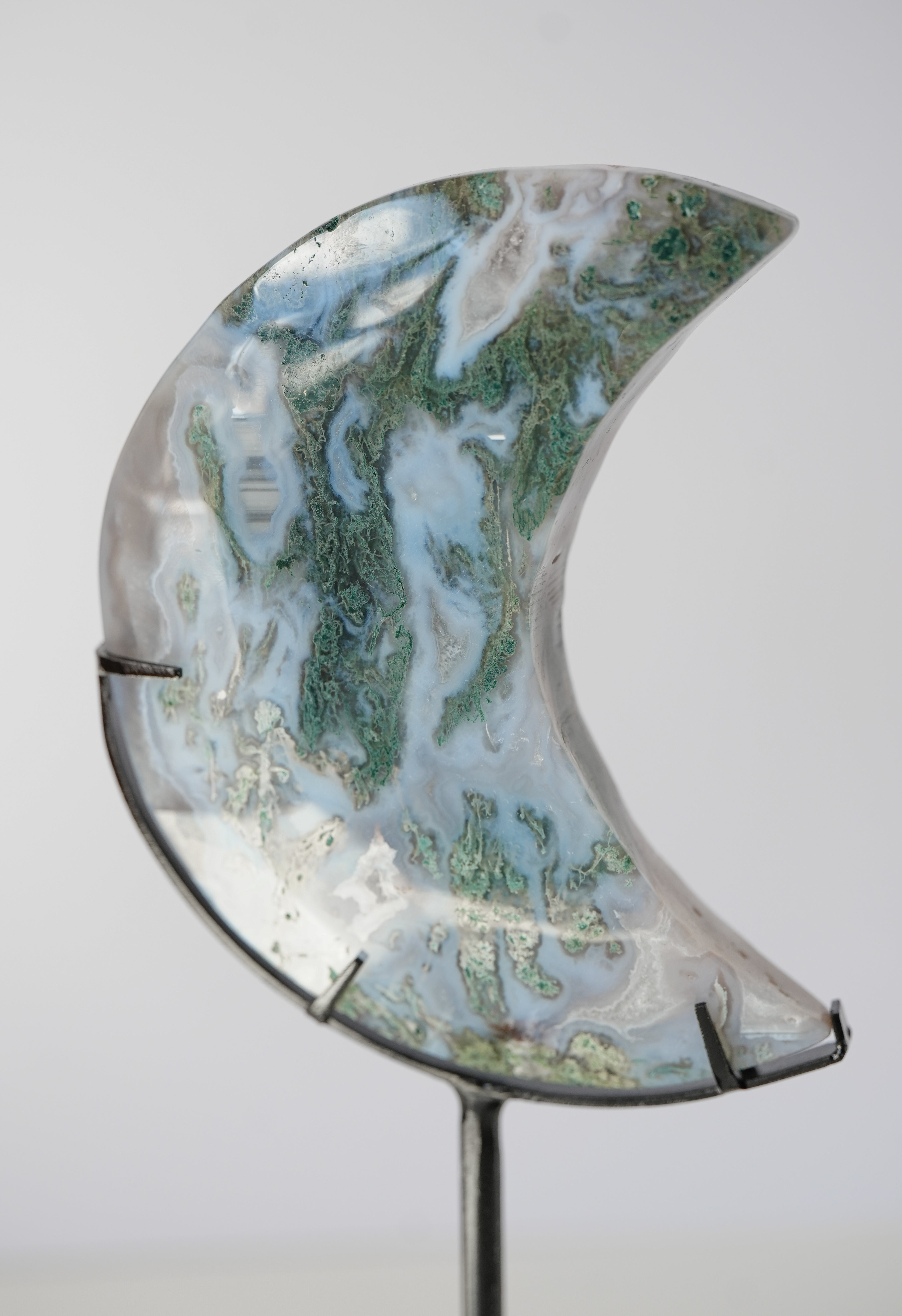 Luna de Ágata Musgo con stand