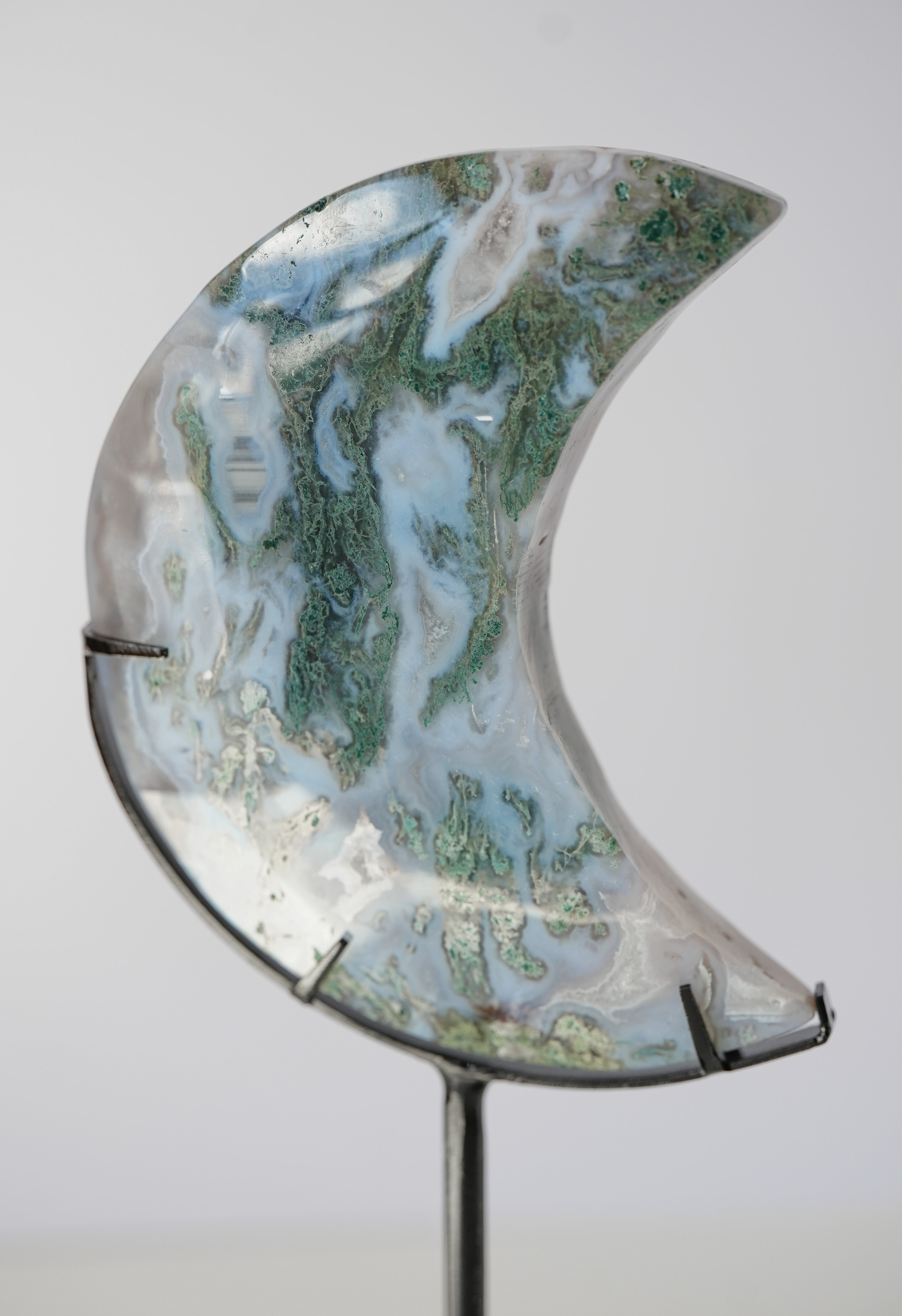 Luna de Ágata Musgo con stand