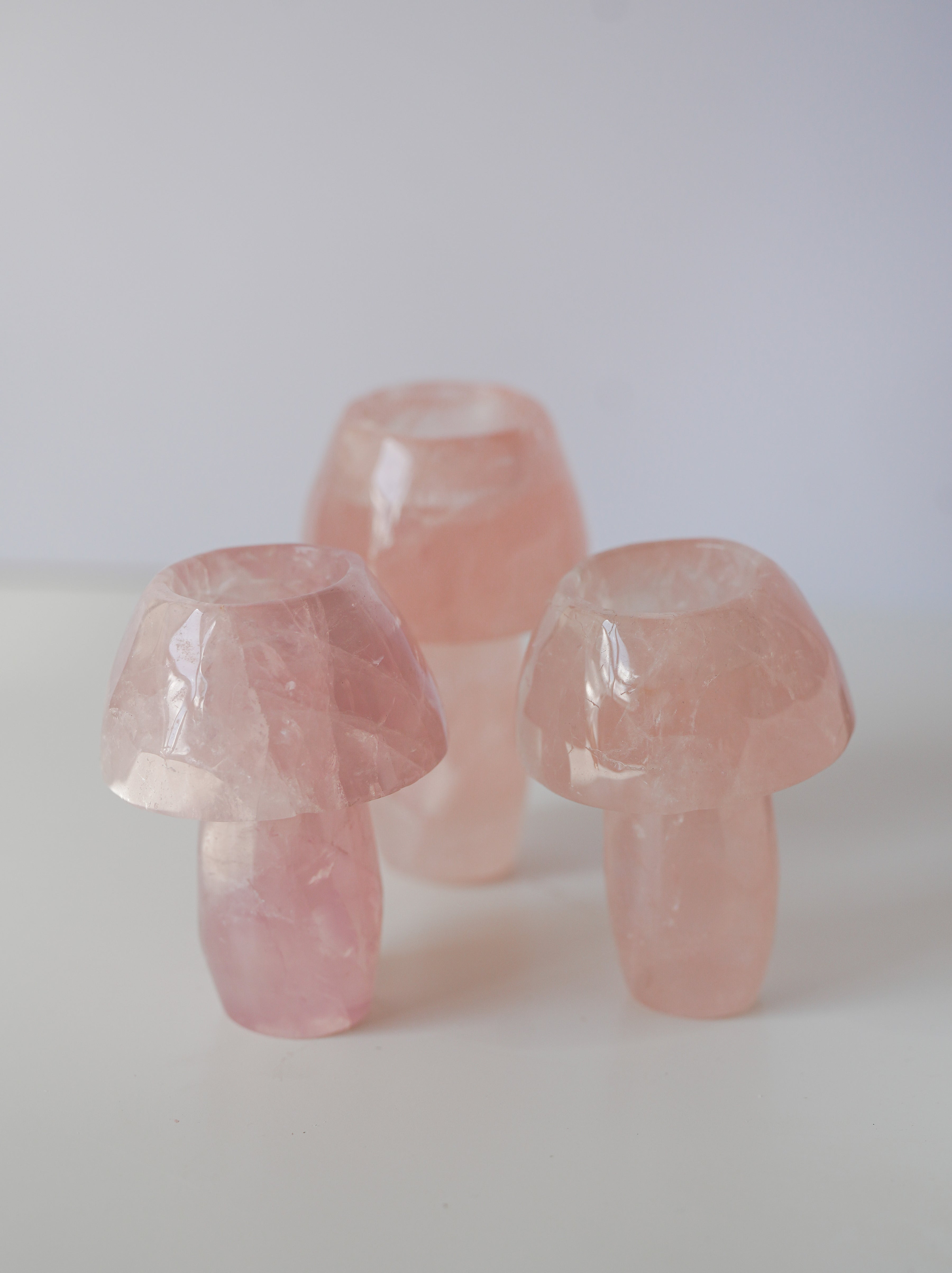 Seta de Cuarzo Rosa con soporte para vela