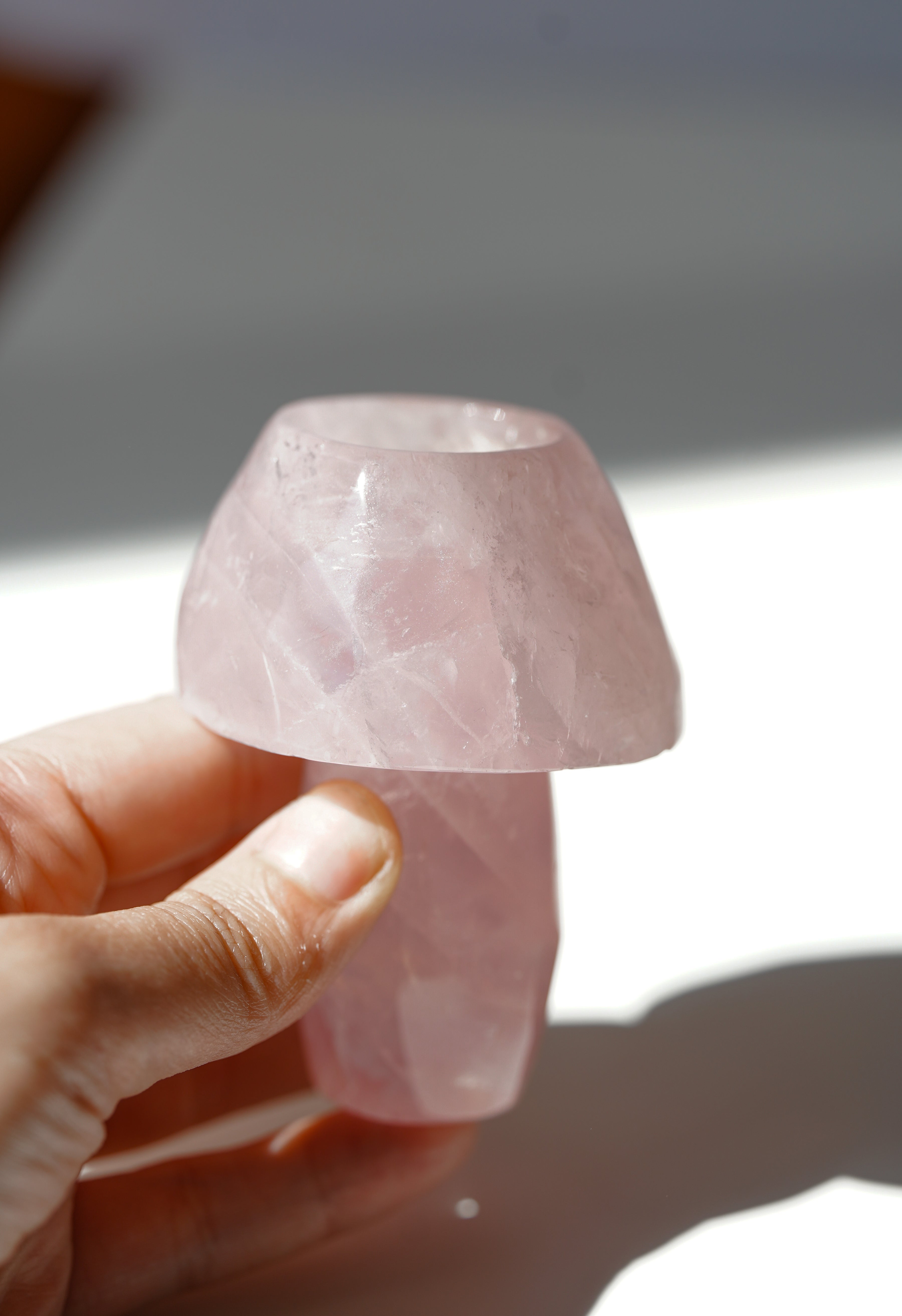 Seta de Cuarzo Rosa con soporte para vela