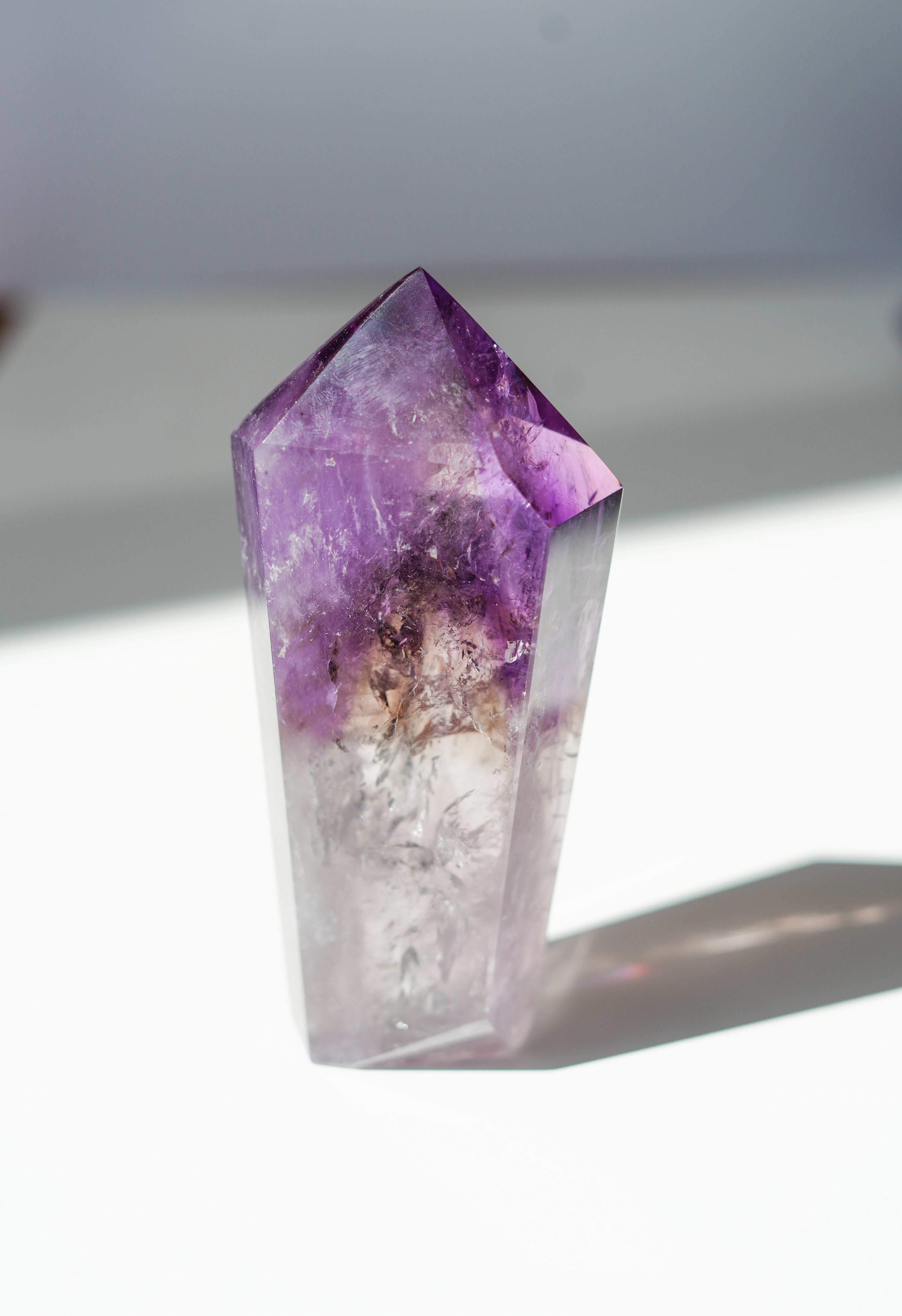 Punta especial de Cuarzo Ahumado, Cuarzo Cristal y Ametrino