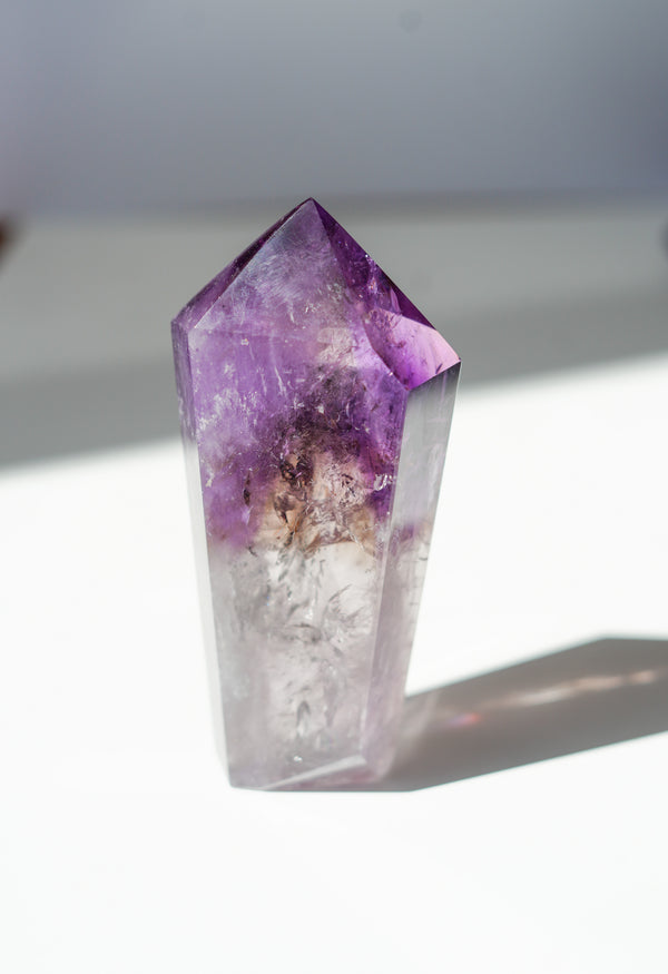 Punta especial de Cuarzo Ahumado, Cuarzo Cristal y Ametrino