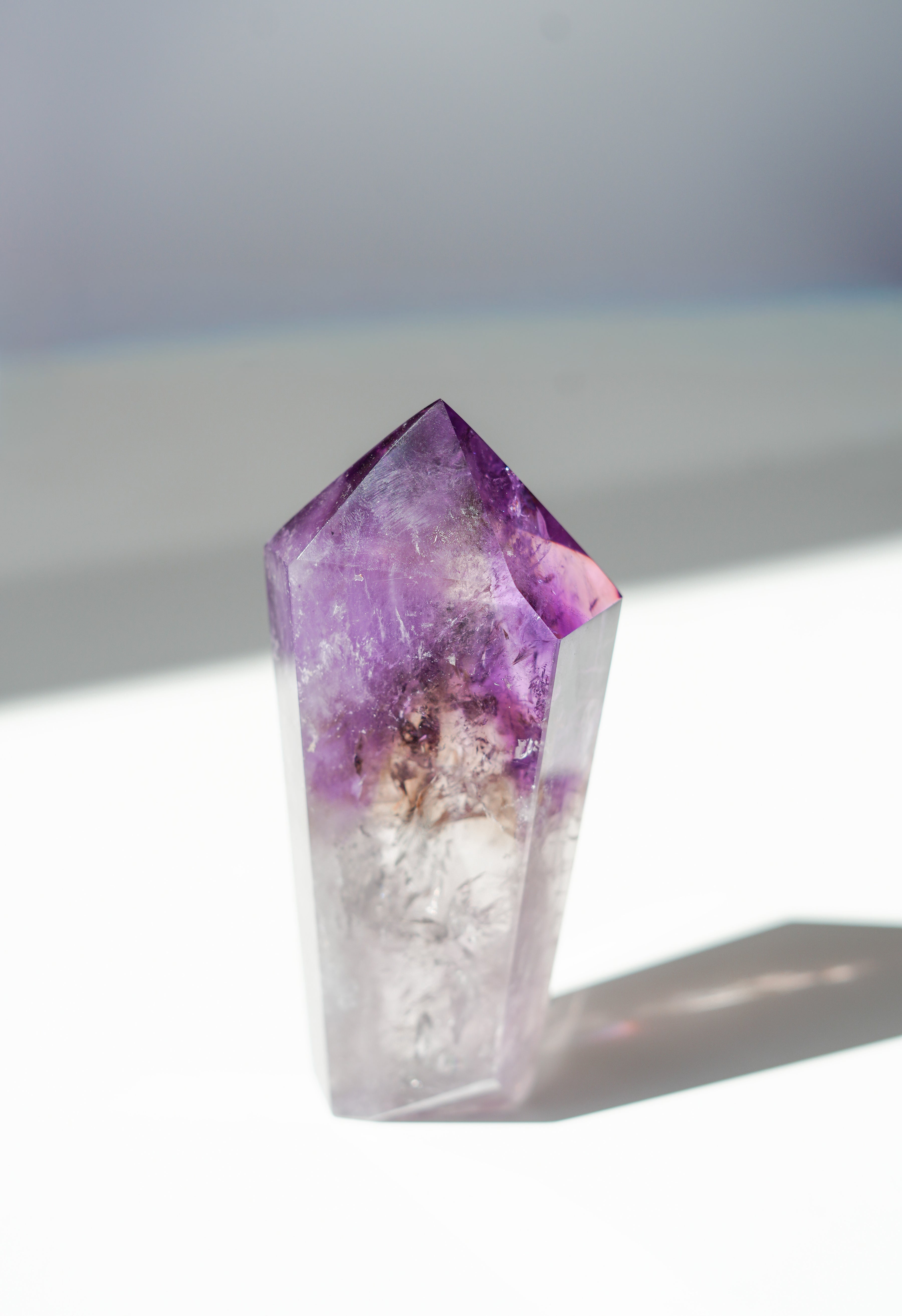 Punta especial de Cuarzo Ahumado, Cuarzo Cristal y Ametrino