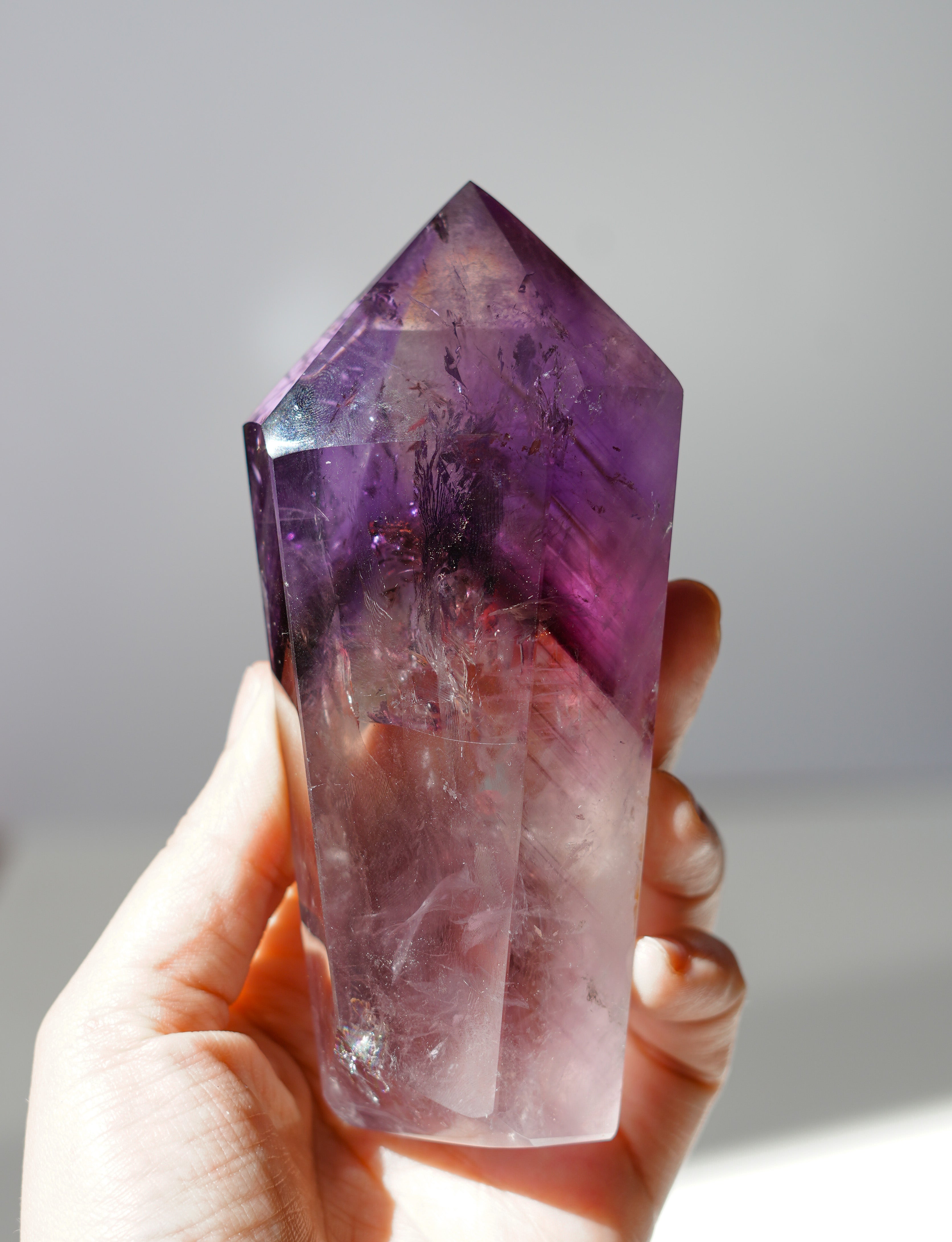 Punta especial de Cuarzo Ahumado, Cuarzo Cristal y Ametrino