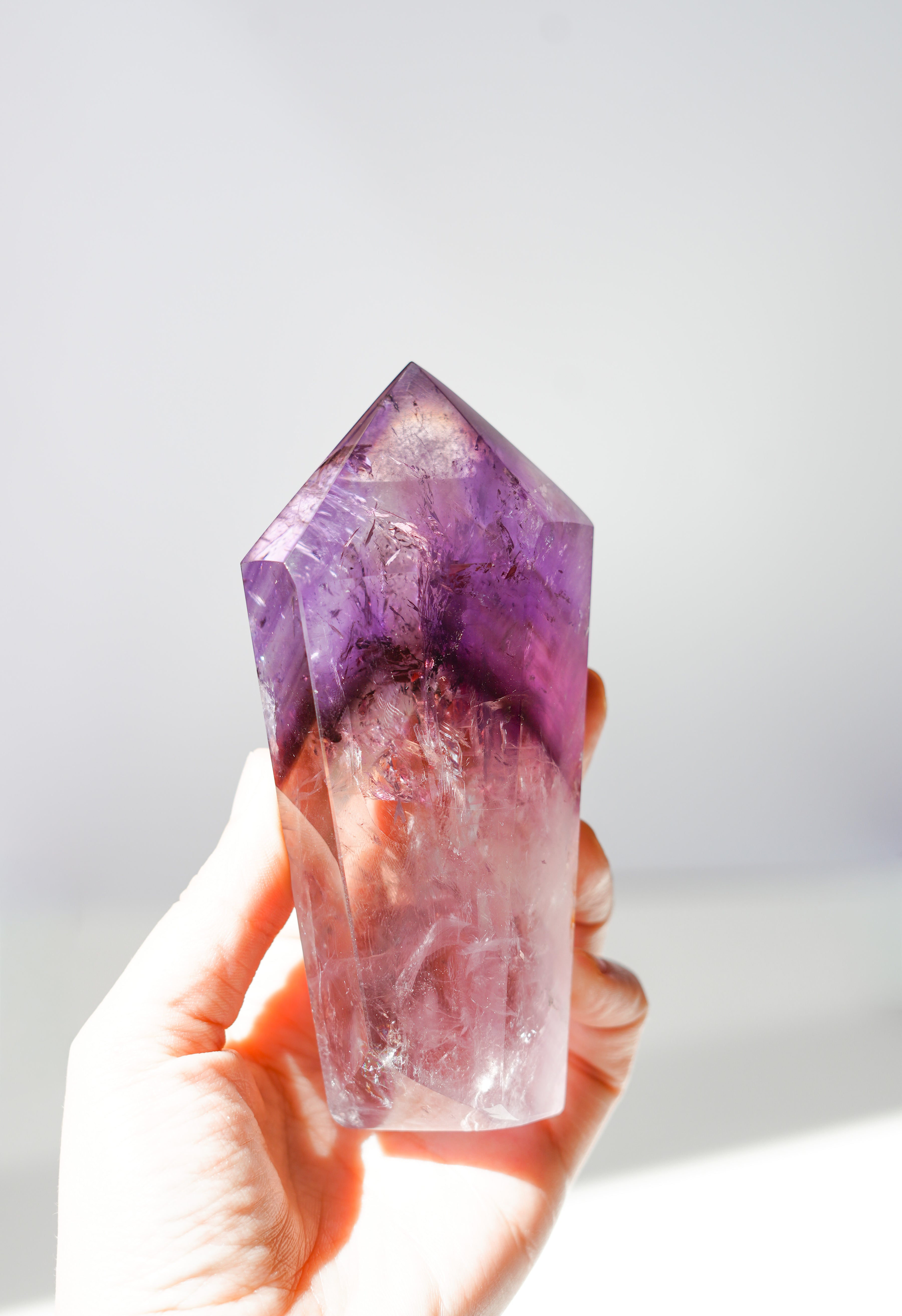 Punta especial de Cuarzo Ahumado, Cuarzo Cristal y Ametrino
