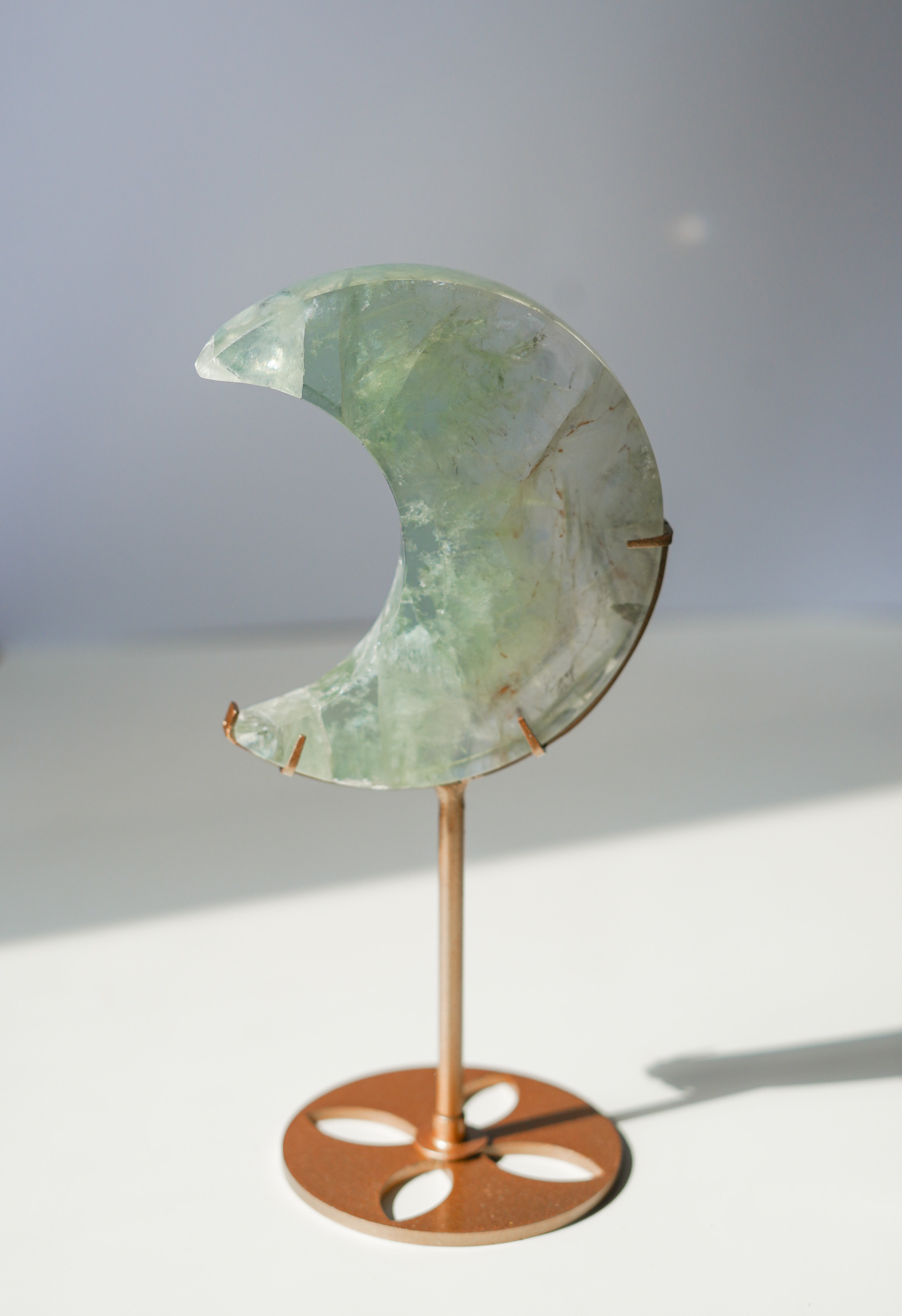 Luna de Fluorita Verde con soporte