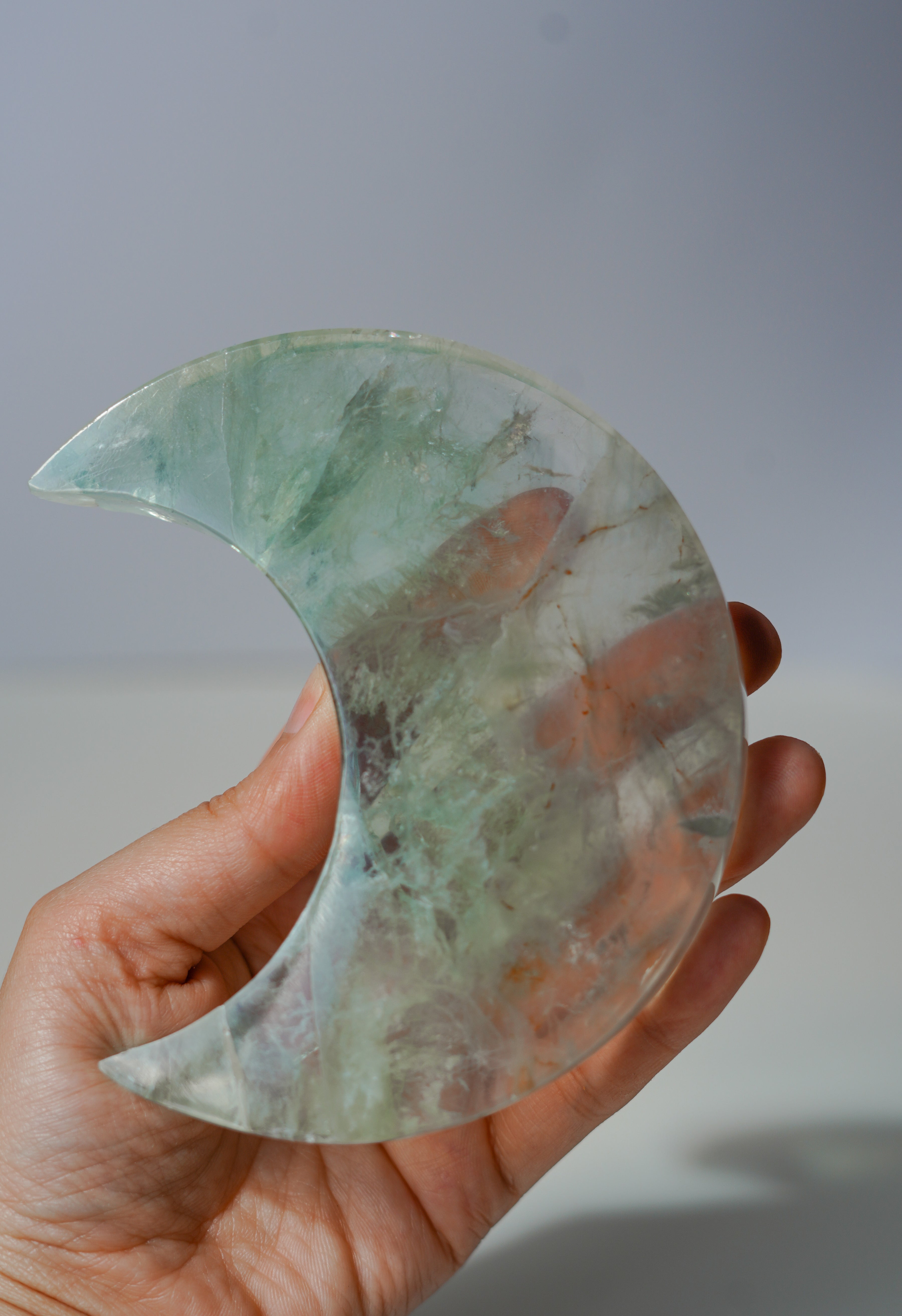 Luna de Fluorita Verde con soporte
