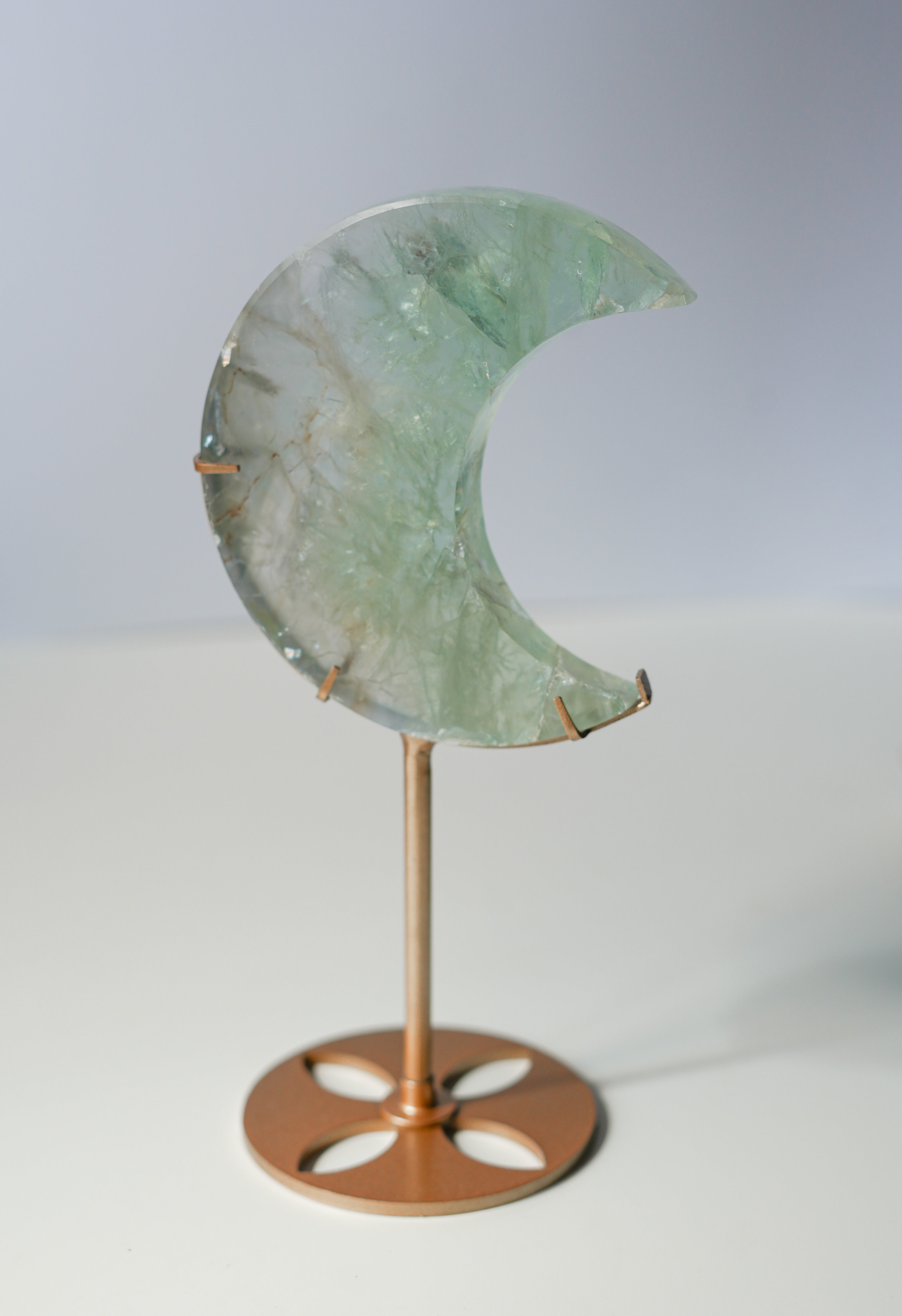 Luna de Fluorita Verde con soporte