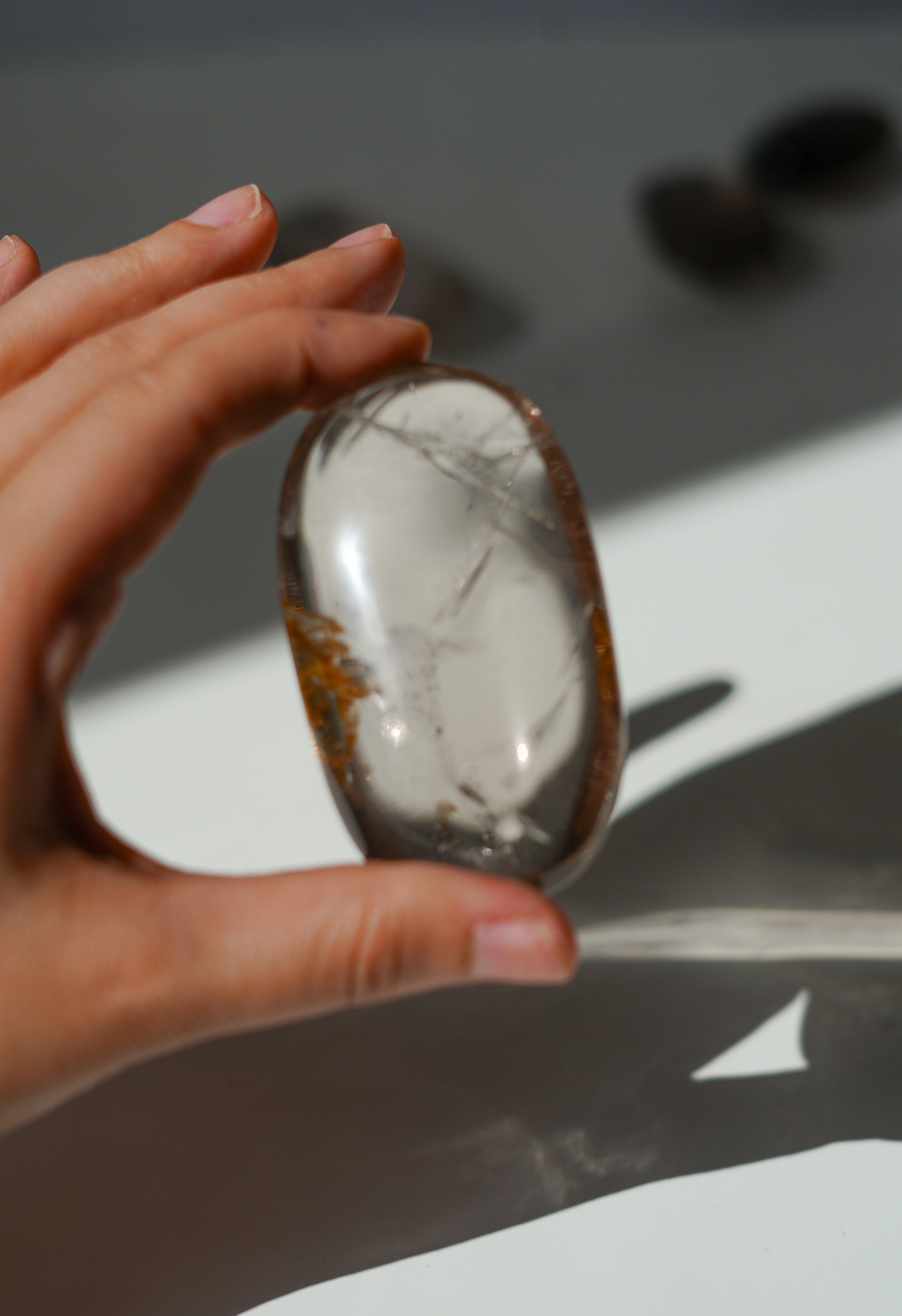 Palmstone de Cuarzo con Golden Healer natural