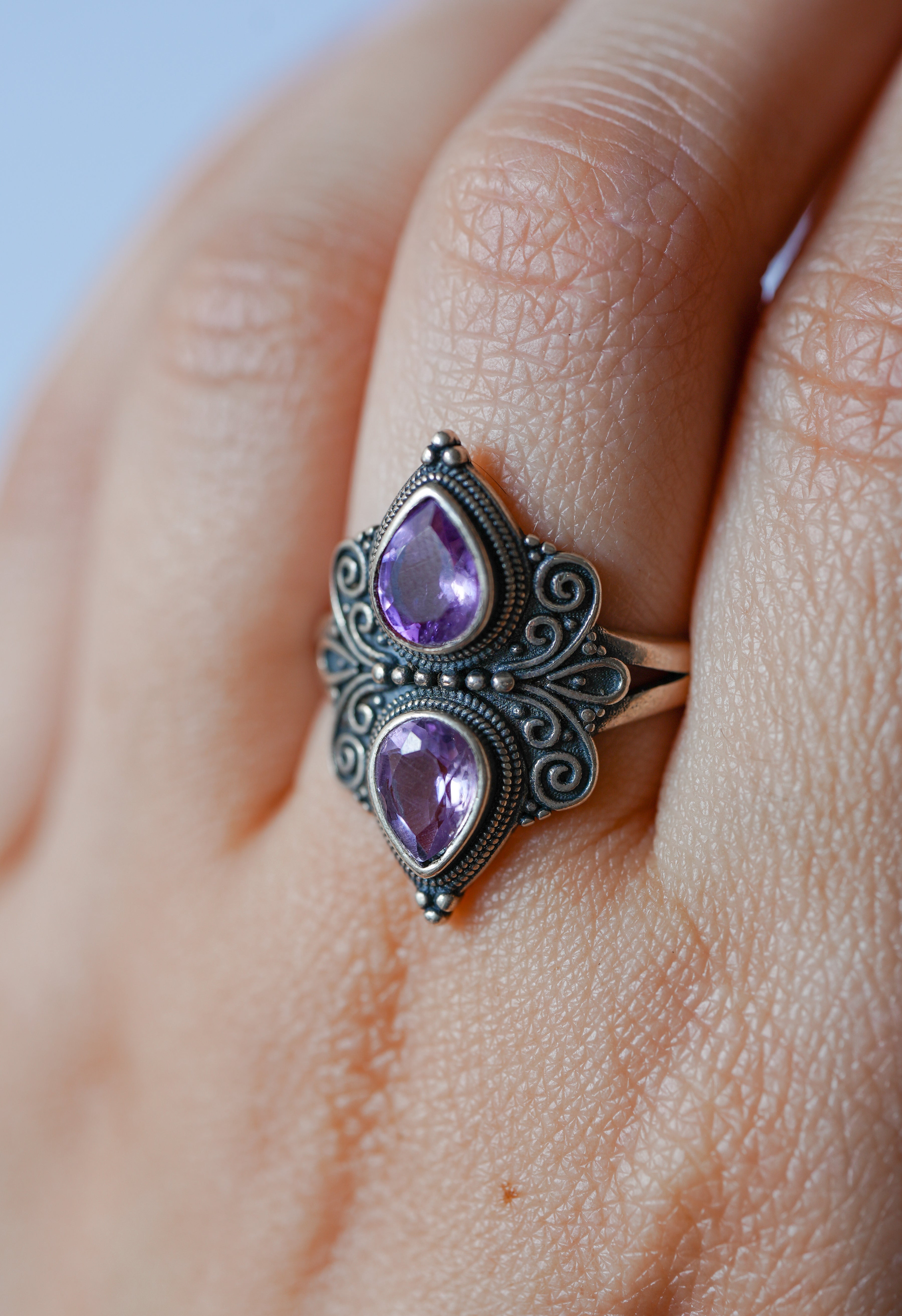 Anillo de Amatista en plata 925 adaptable