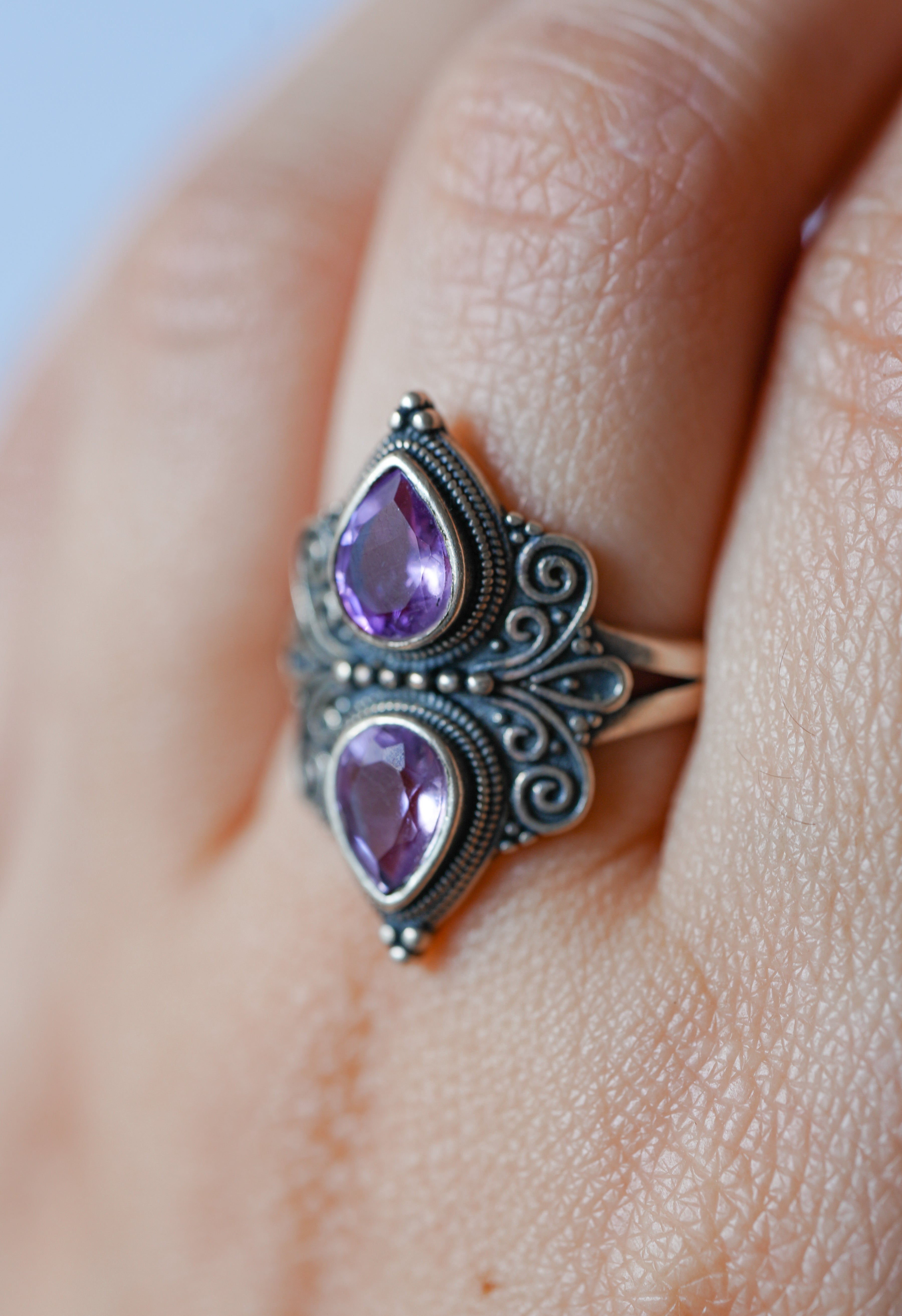 Anillo de Amatista en plata 925 adaptable