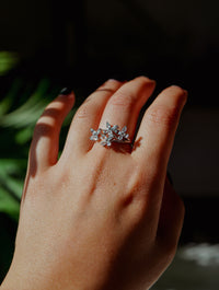 Anillo de Plata Adaptable con Aguamarina y Mariposas