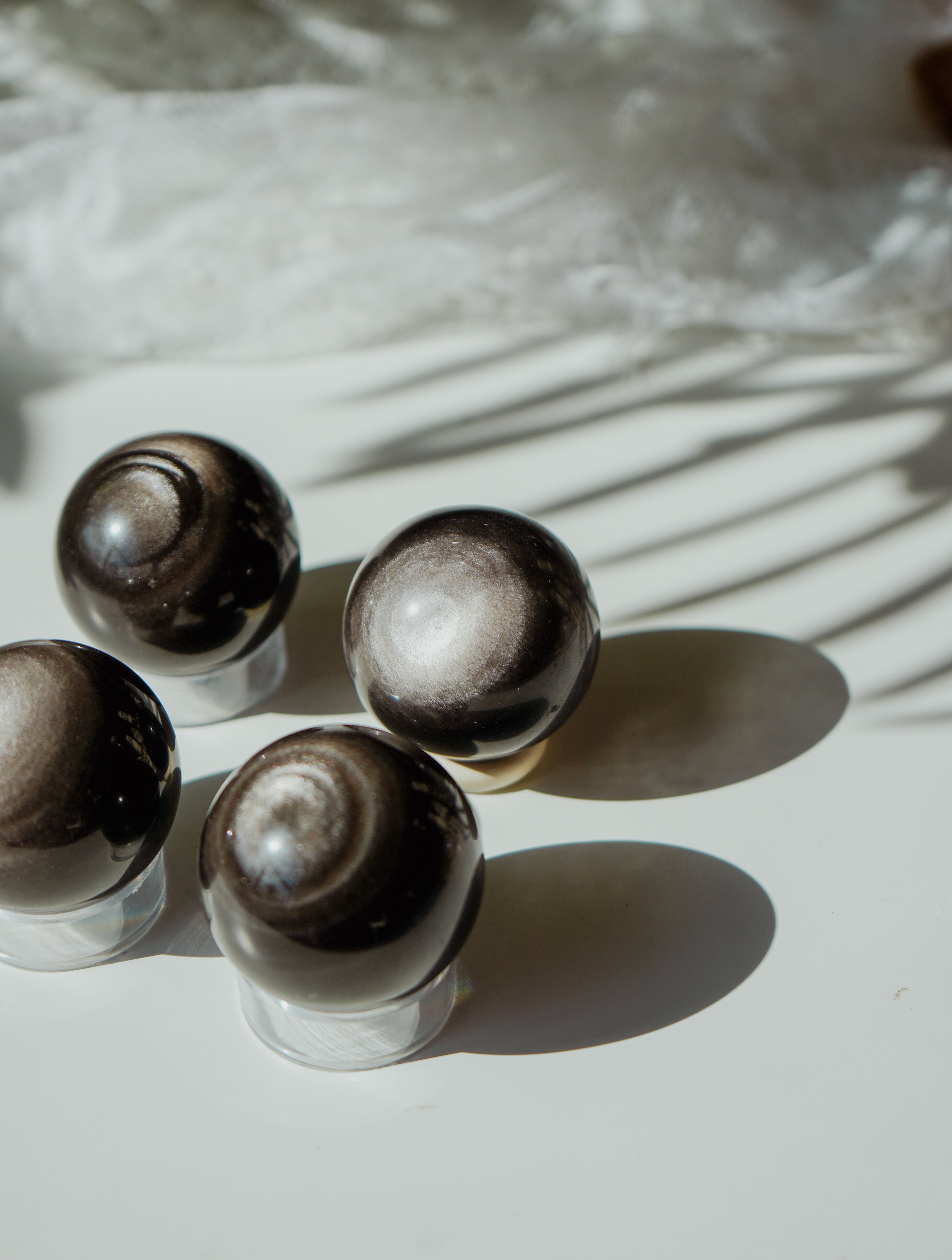 Esfera Obsidiana Plateada