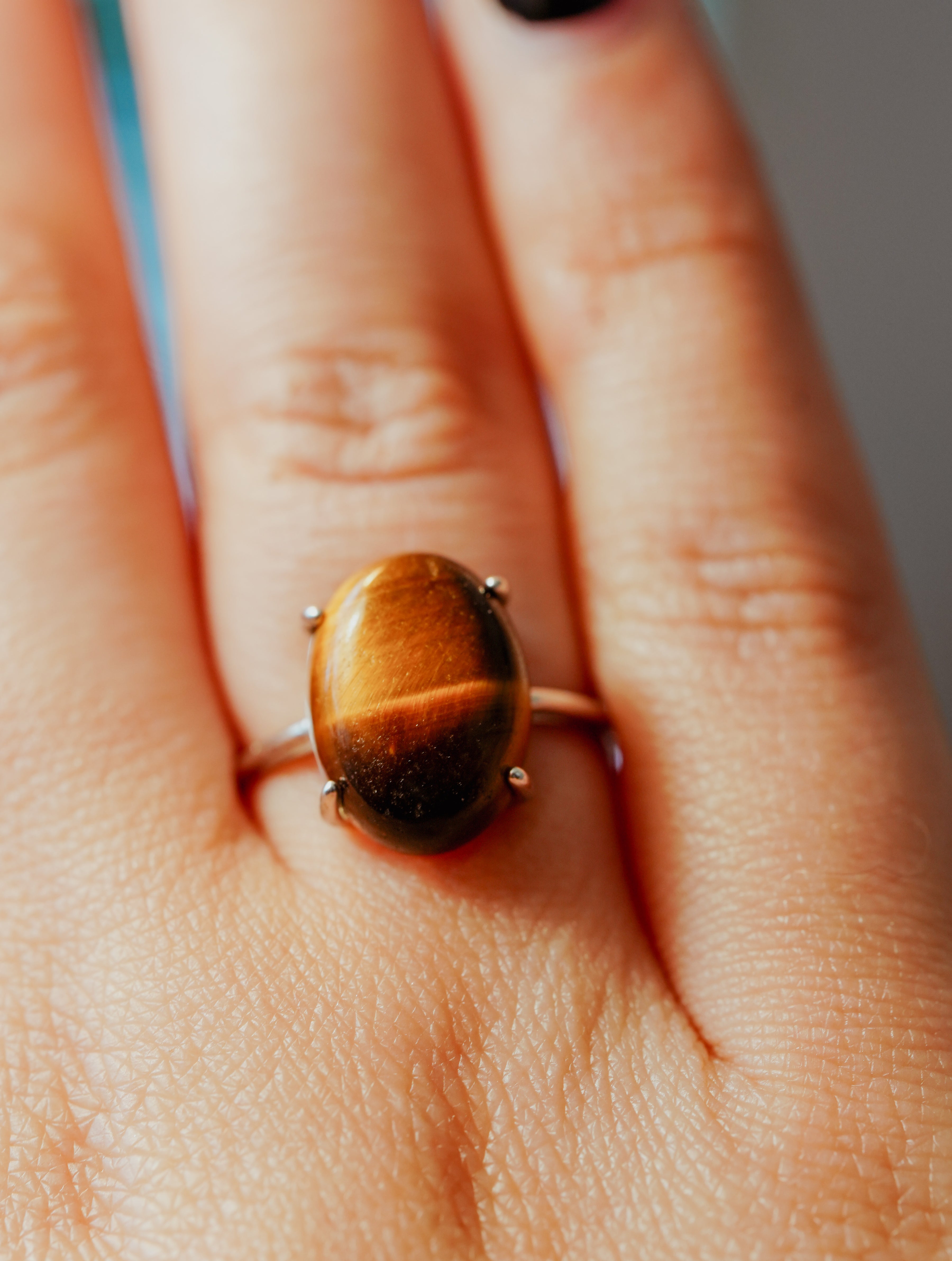 Anillo de Plata Adaptable con Ojo de Tigre