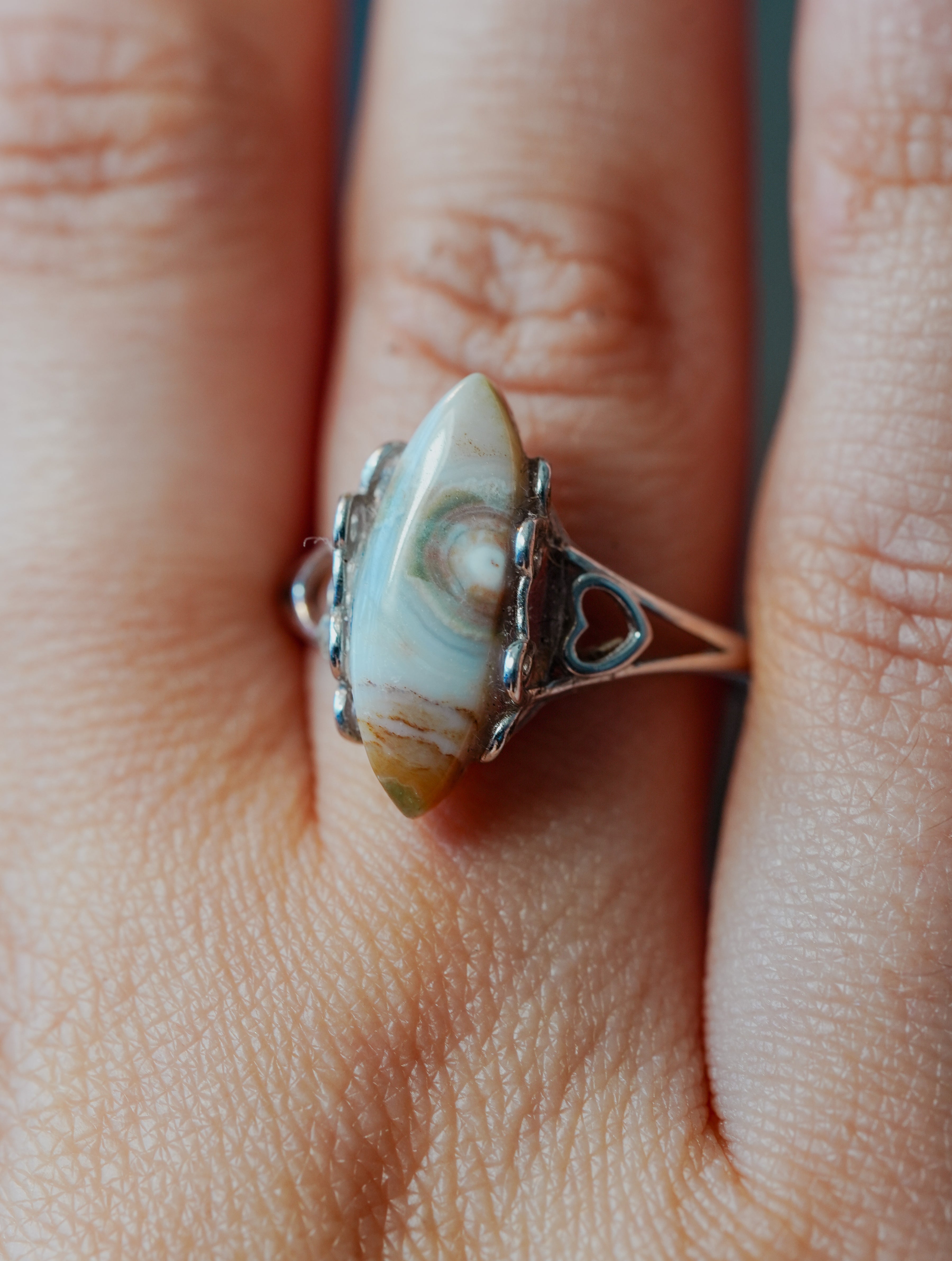 Anillo de Plata Adaptable con Jaspe Océano