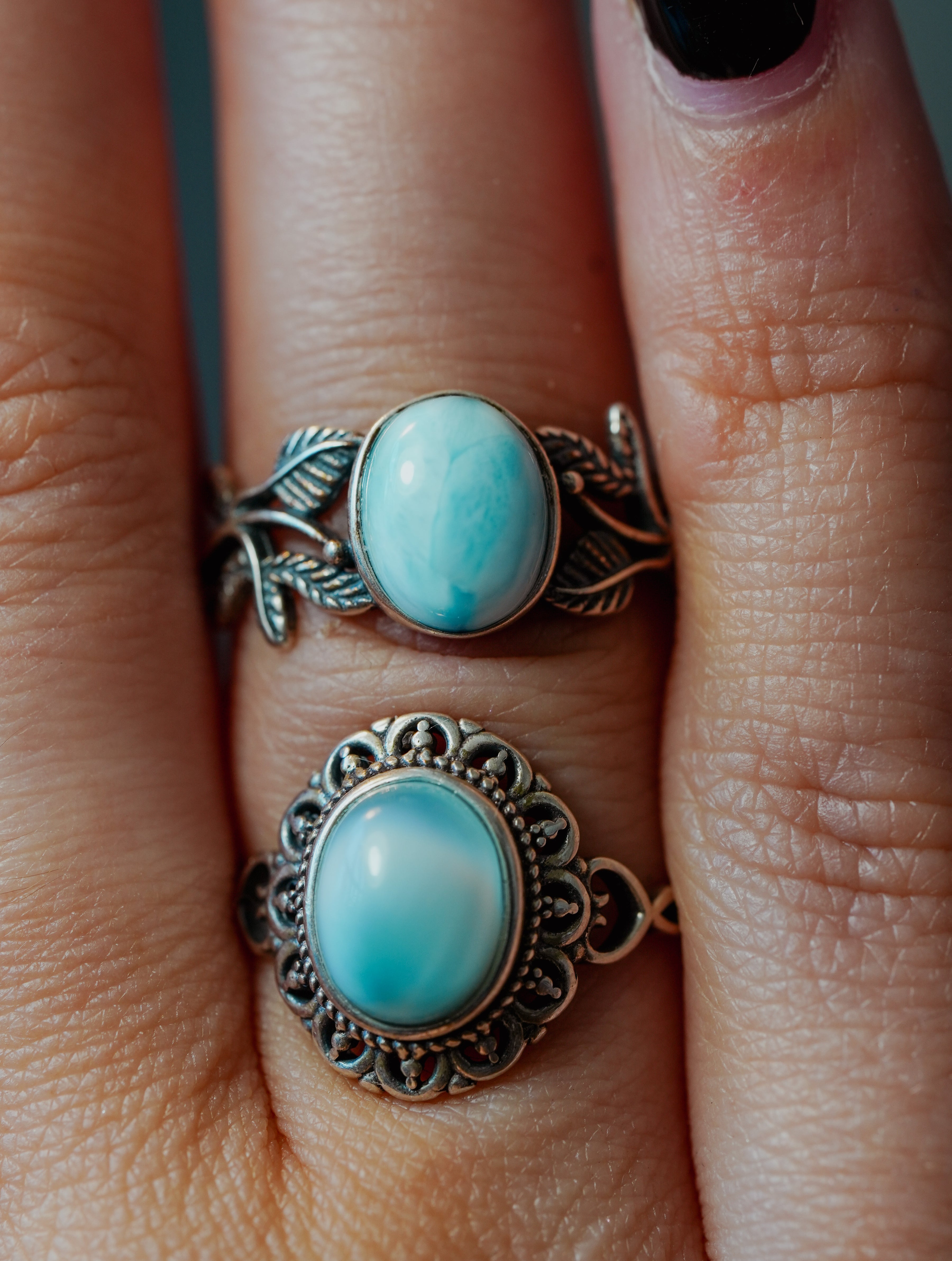 Anillo de Plata Adaptable con Larimar