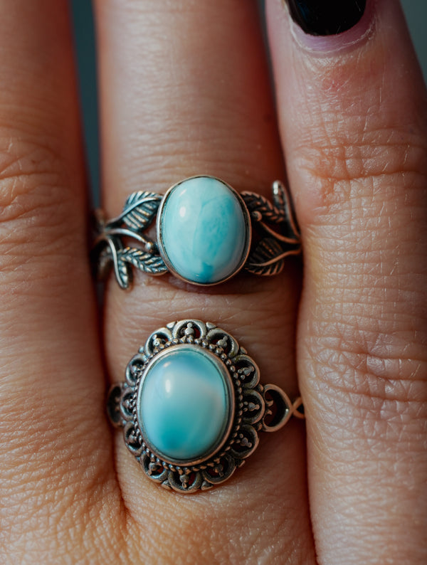 Anillo de Plata Adaptable con Larimar