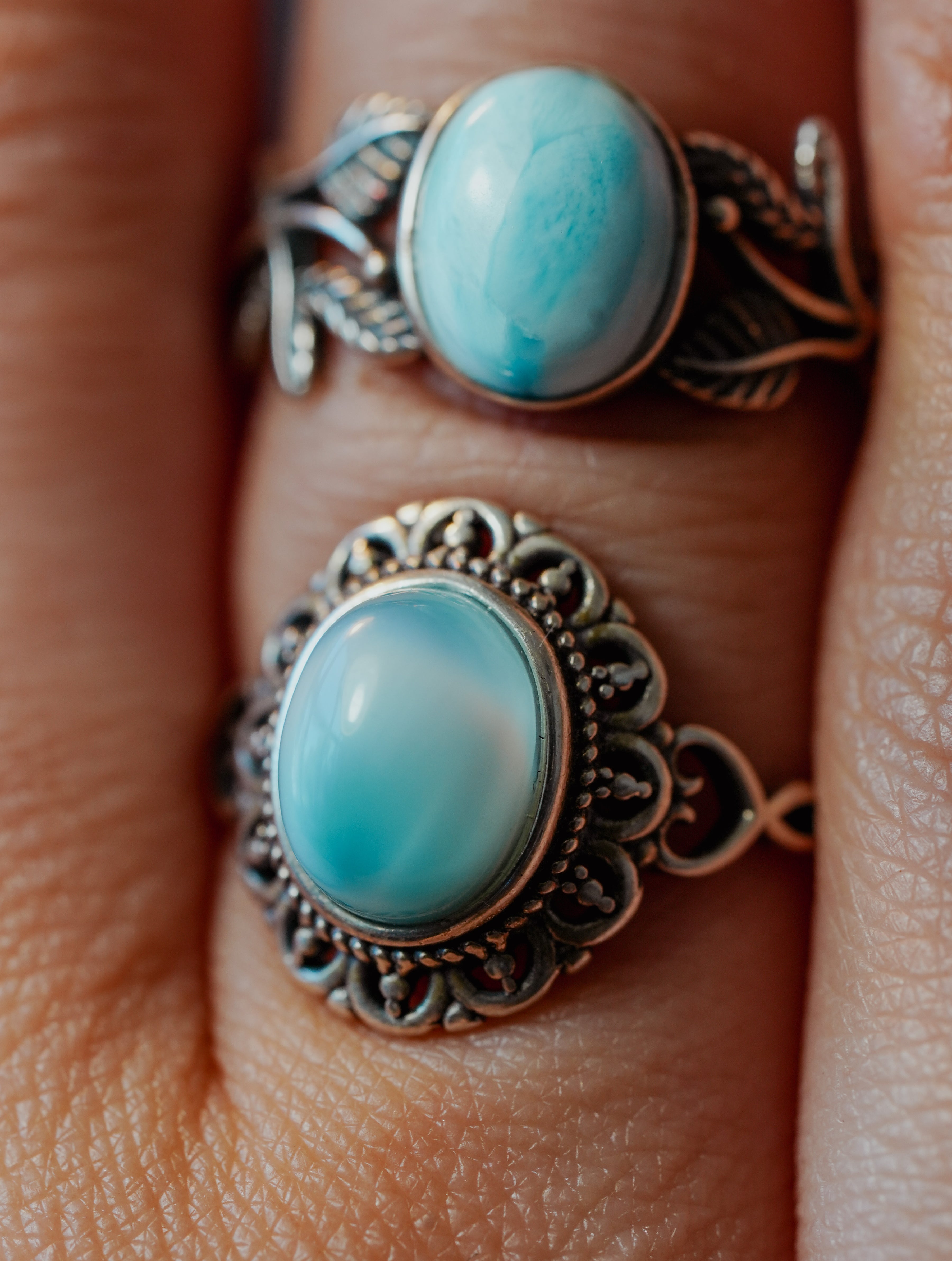 Anillo de Plata Adaptable con Larimar