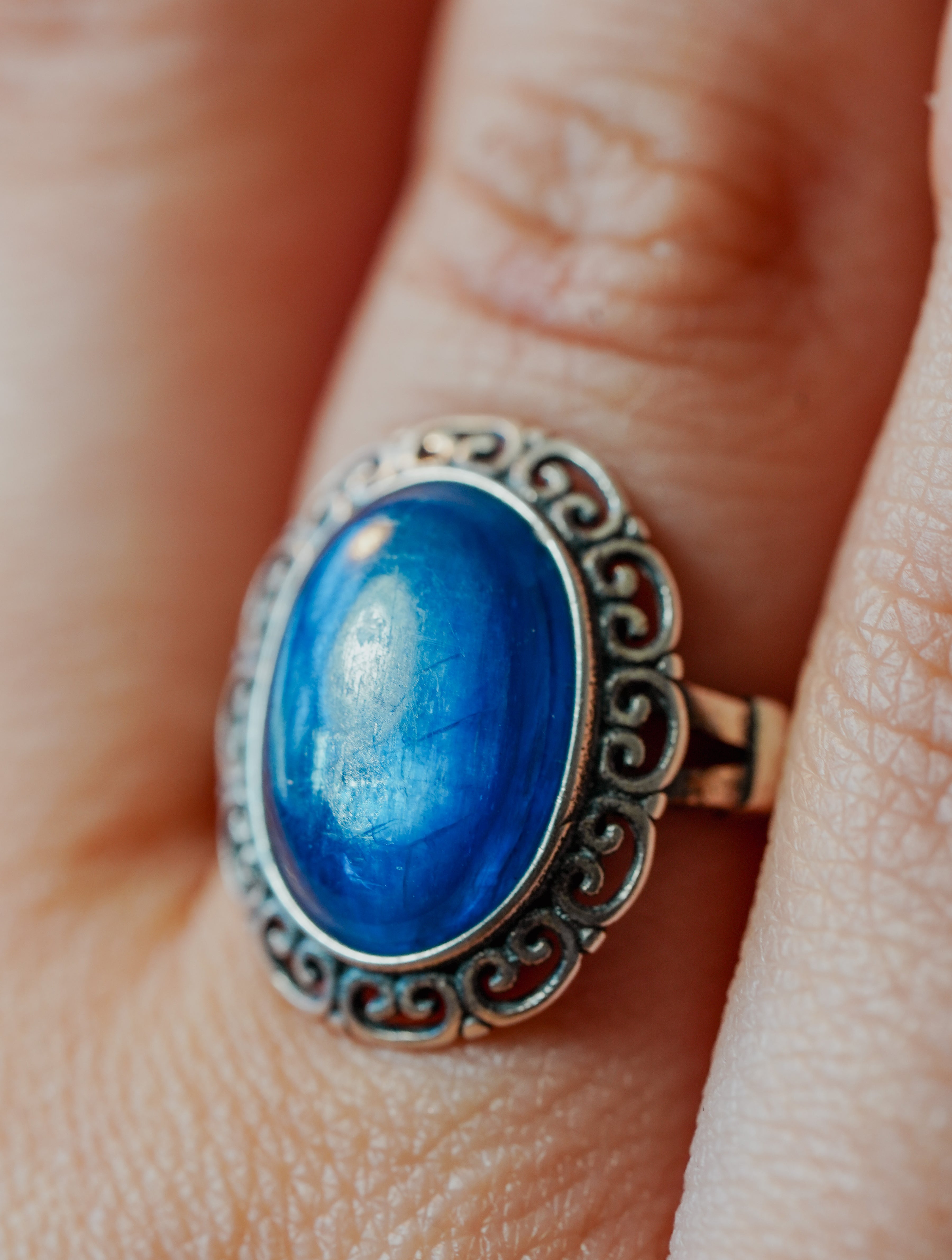 Anillo de Plata Adaptable con Cianita