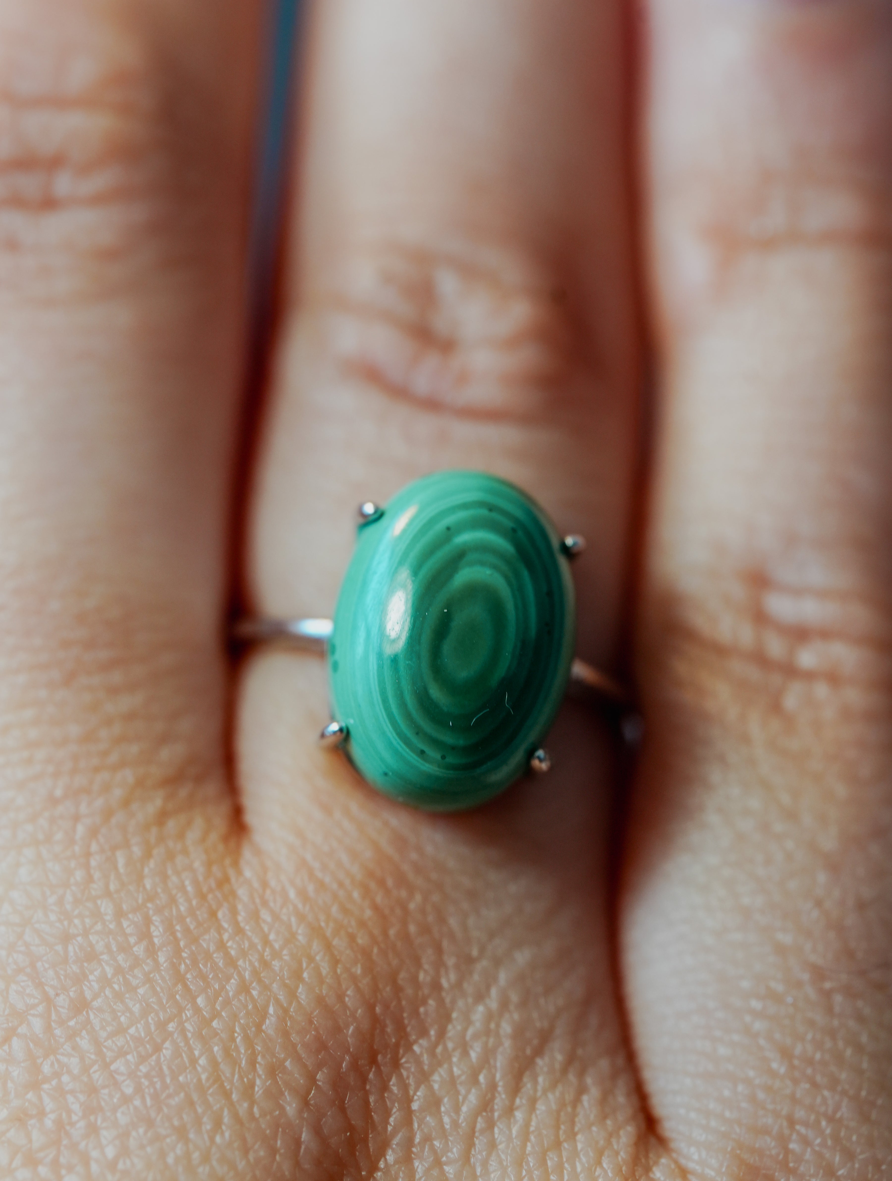 Anillo de Plata Adaptable con Malaquita