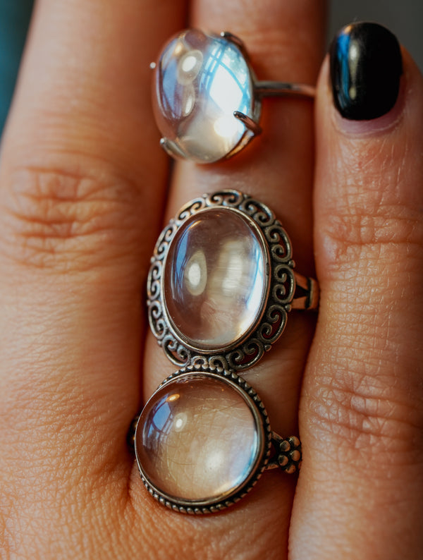 Anillo de Plata Adaptable con Cuarzo Cristal