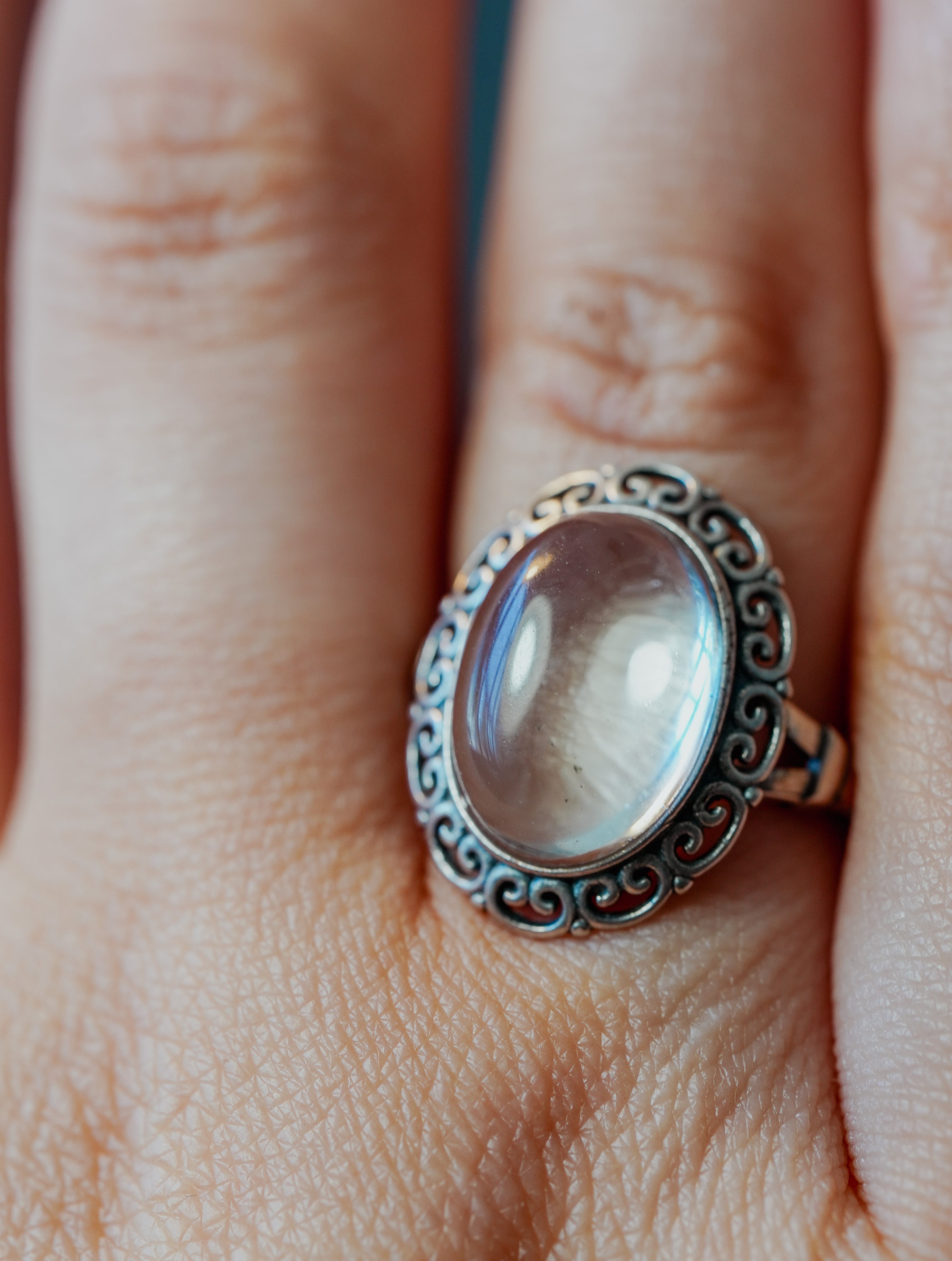 Anillo de Plata Adaptable con Cuarzo Cristal