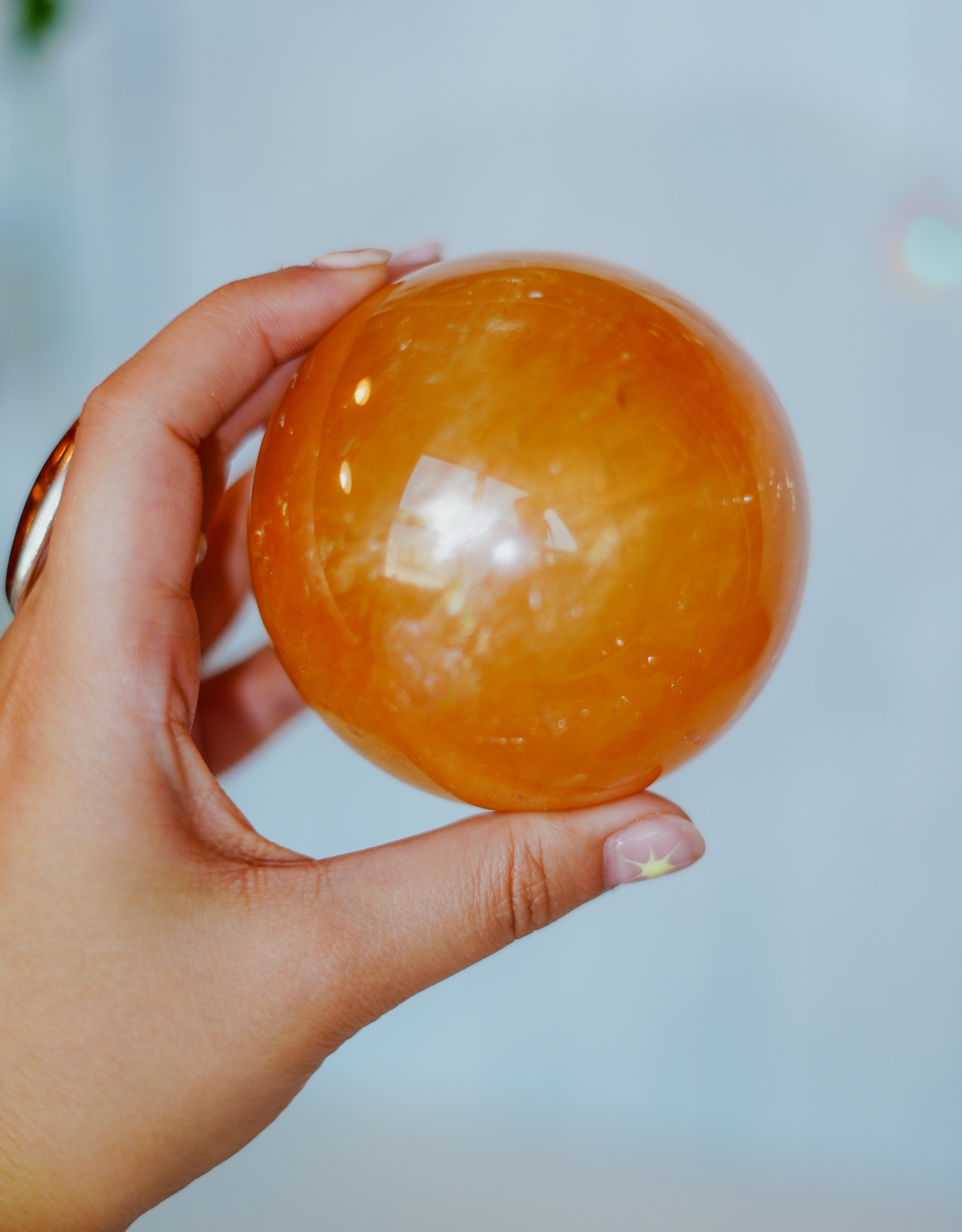 Esfera de calcita miel