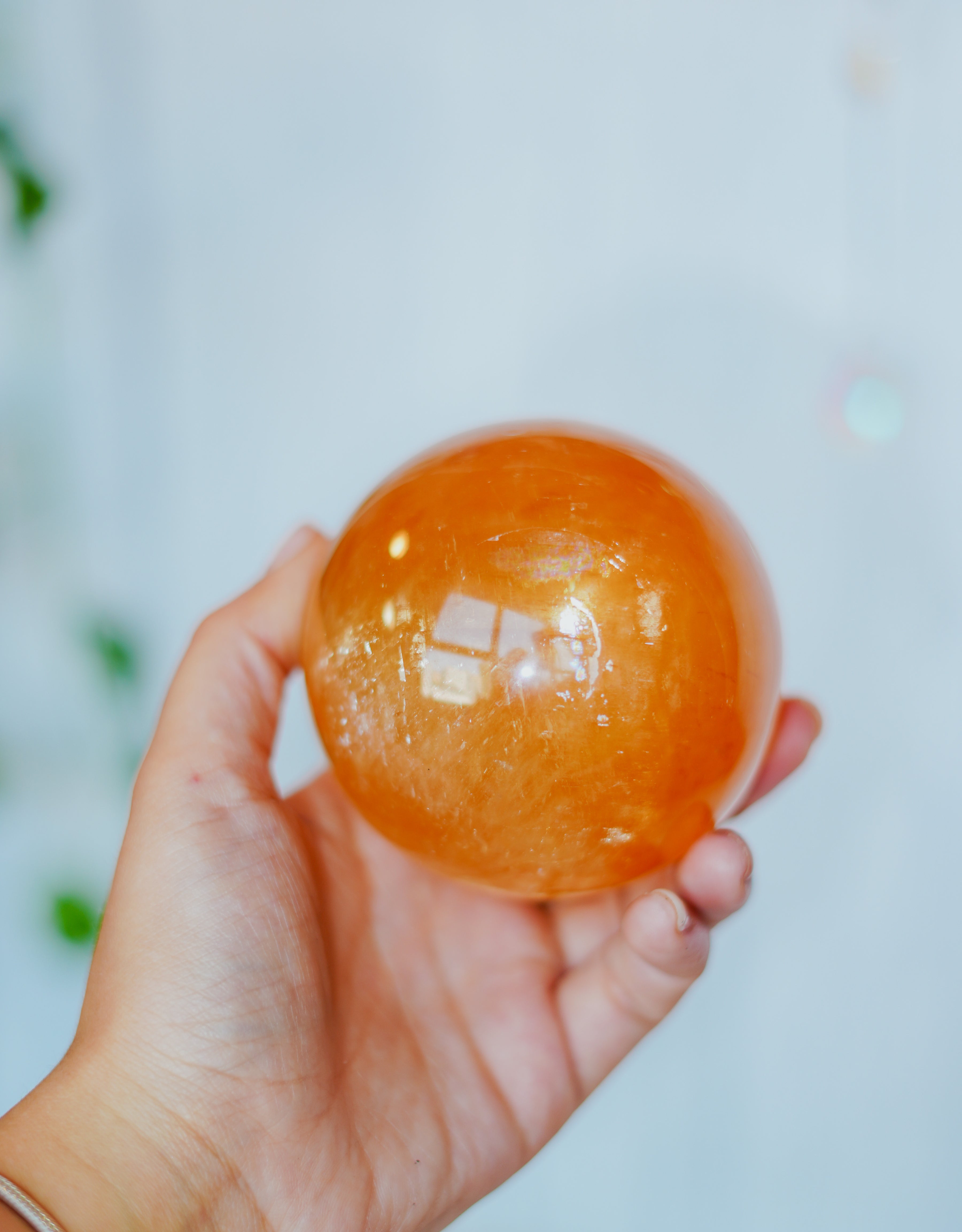 Esfera de calcita miel
