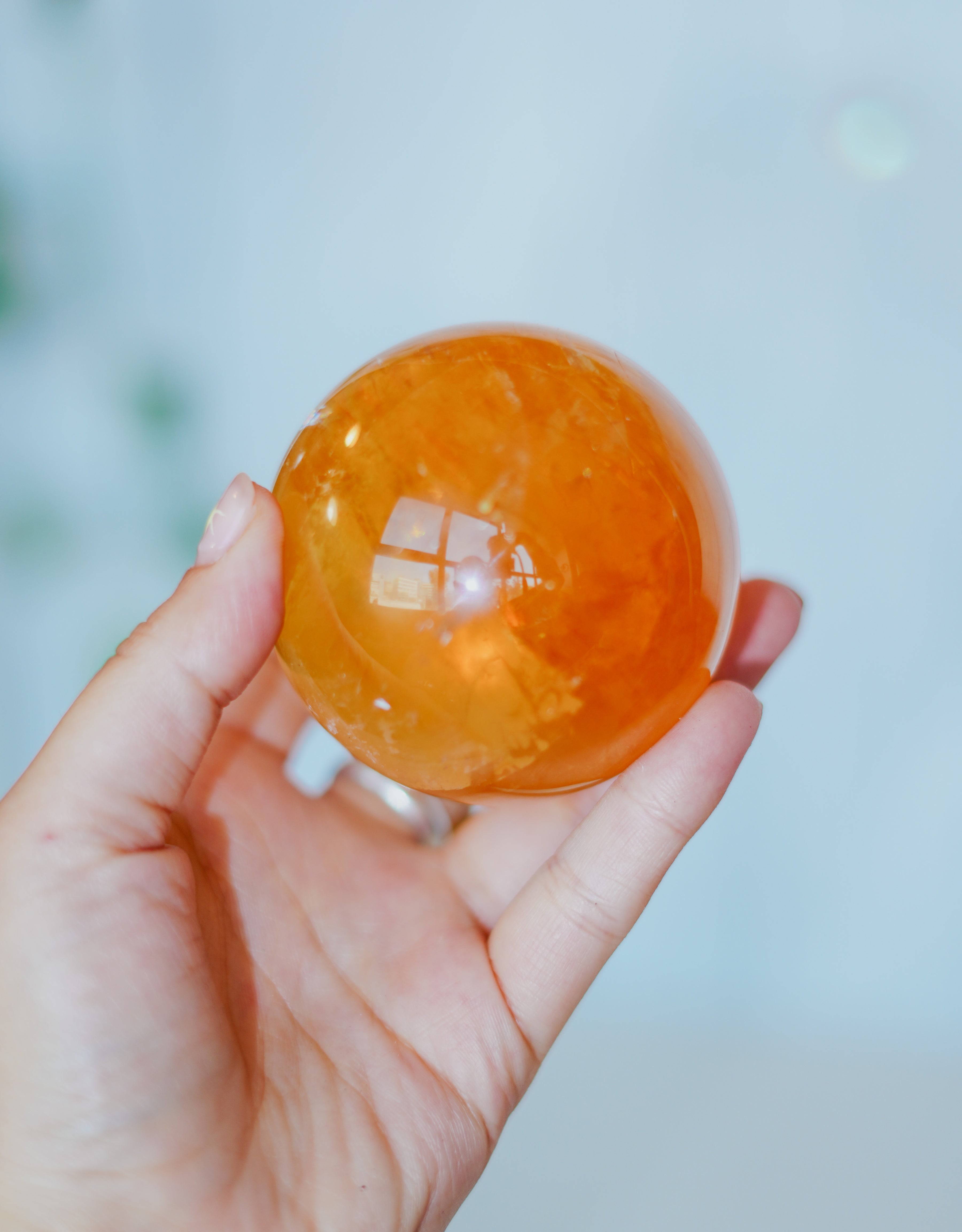 Esfera de calcita miel
