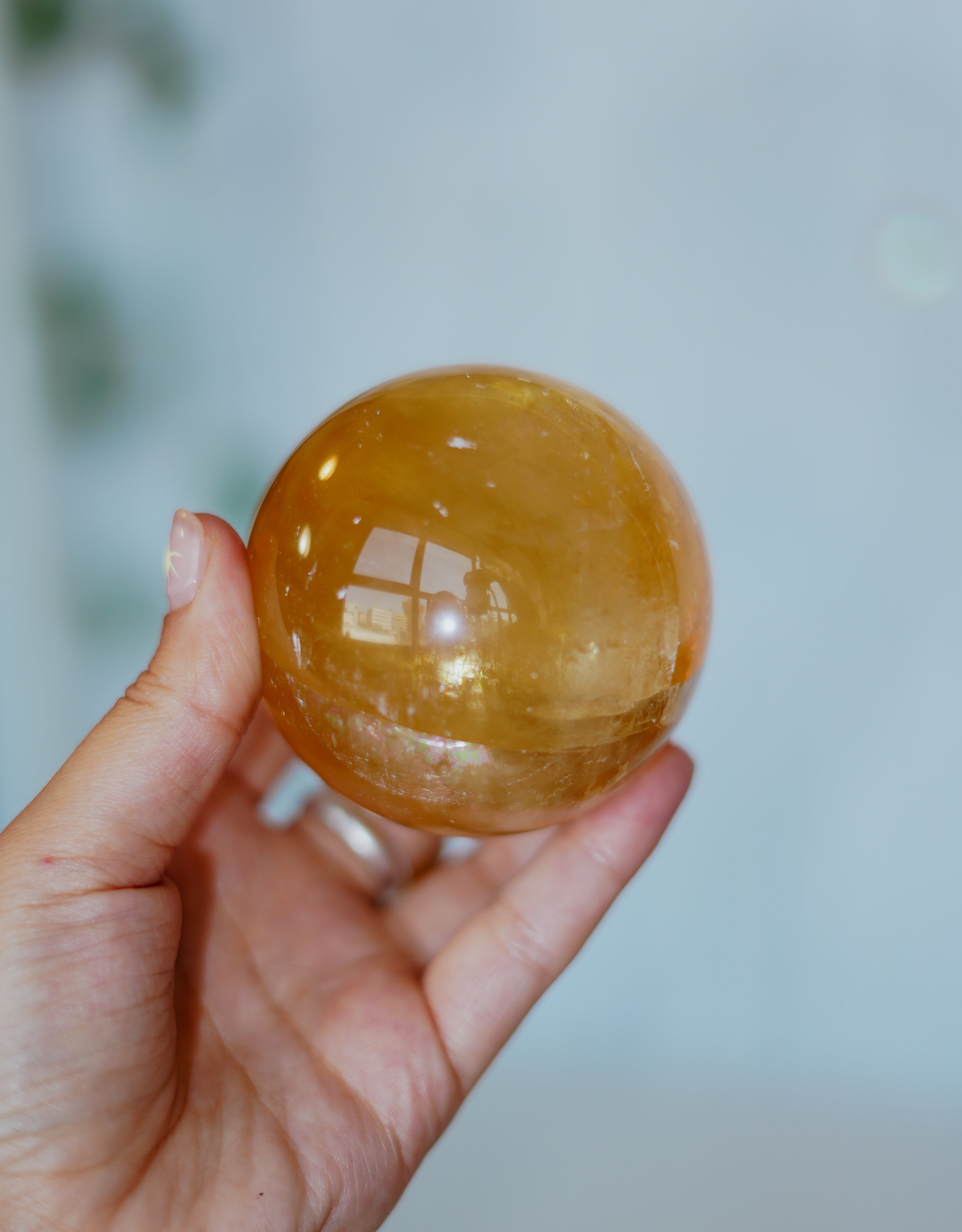 Esfera de calcita miel