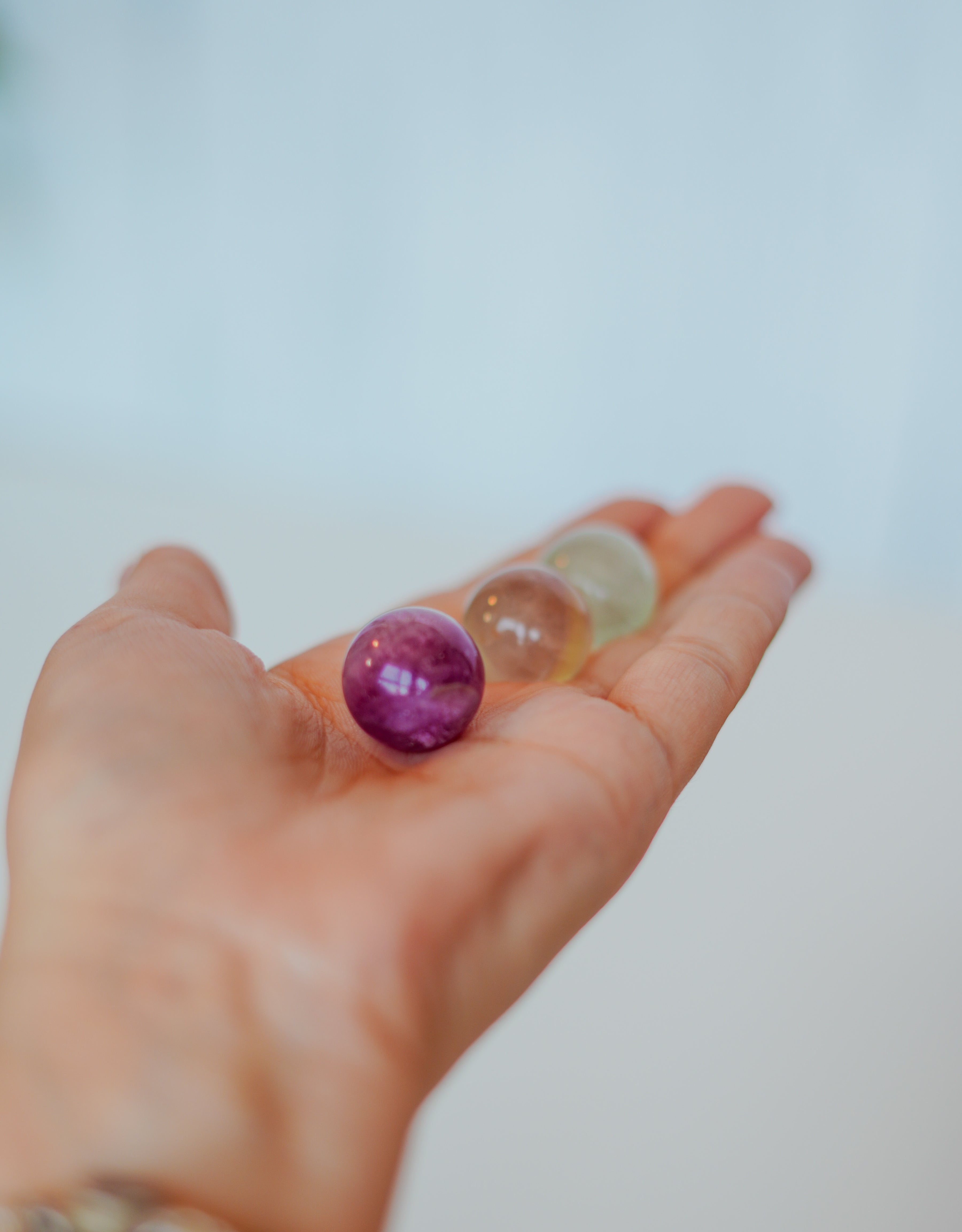 Pack de tres fluoritas en esfera