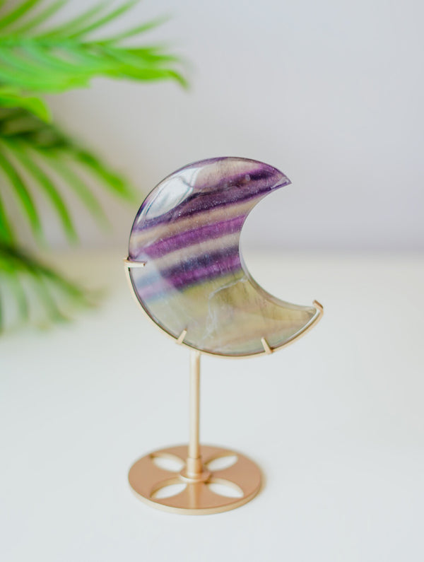 Luna de Fluorita con Peana | Magia Lunar y Claridad