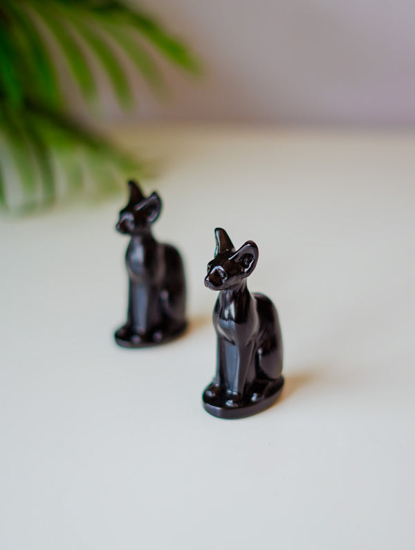 Gato Egipcio de Obsidiana | Protección y Misterio