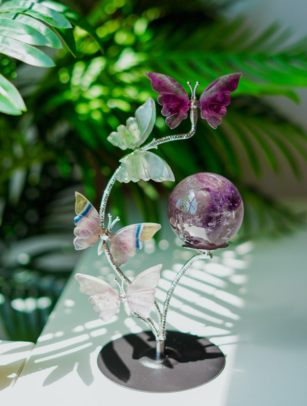 Soporte de Mariposas en Fluorita | Transformación y Magia
