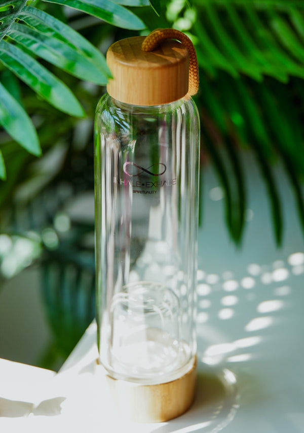 Botella para Minerales de Cristal con Ágata | Agua Cristalizada