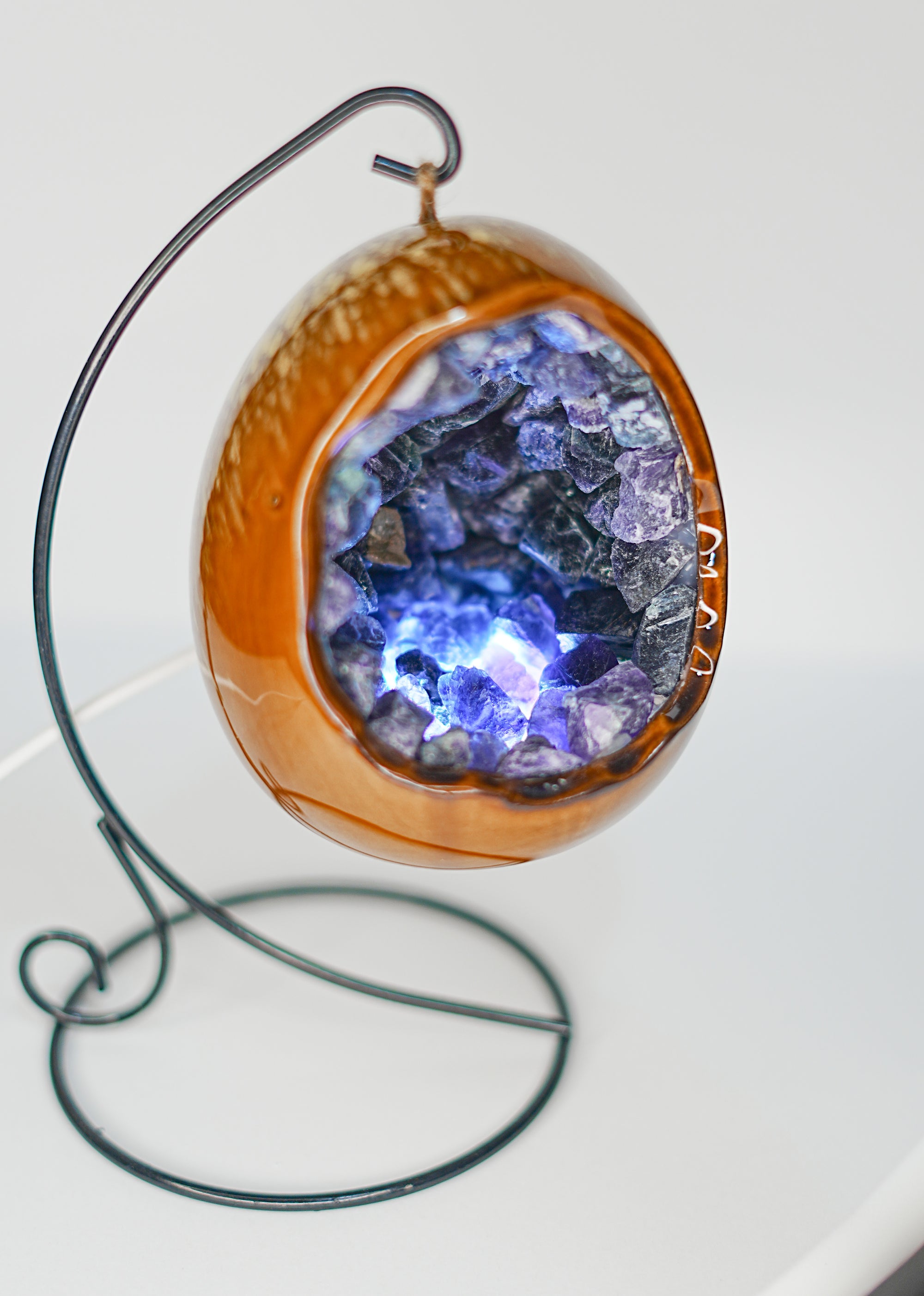 Huevo mineral con Luz Interior