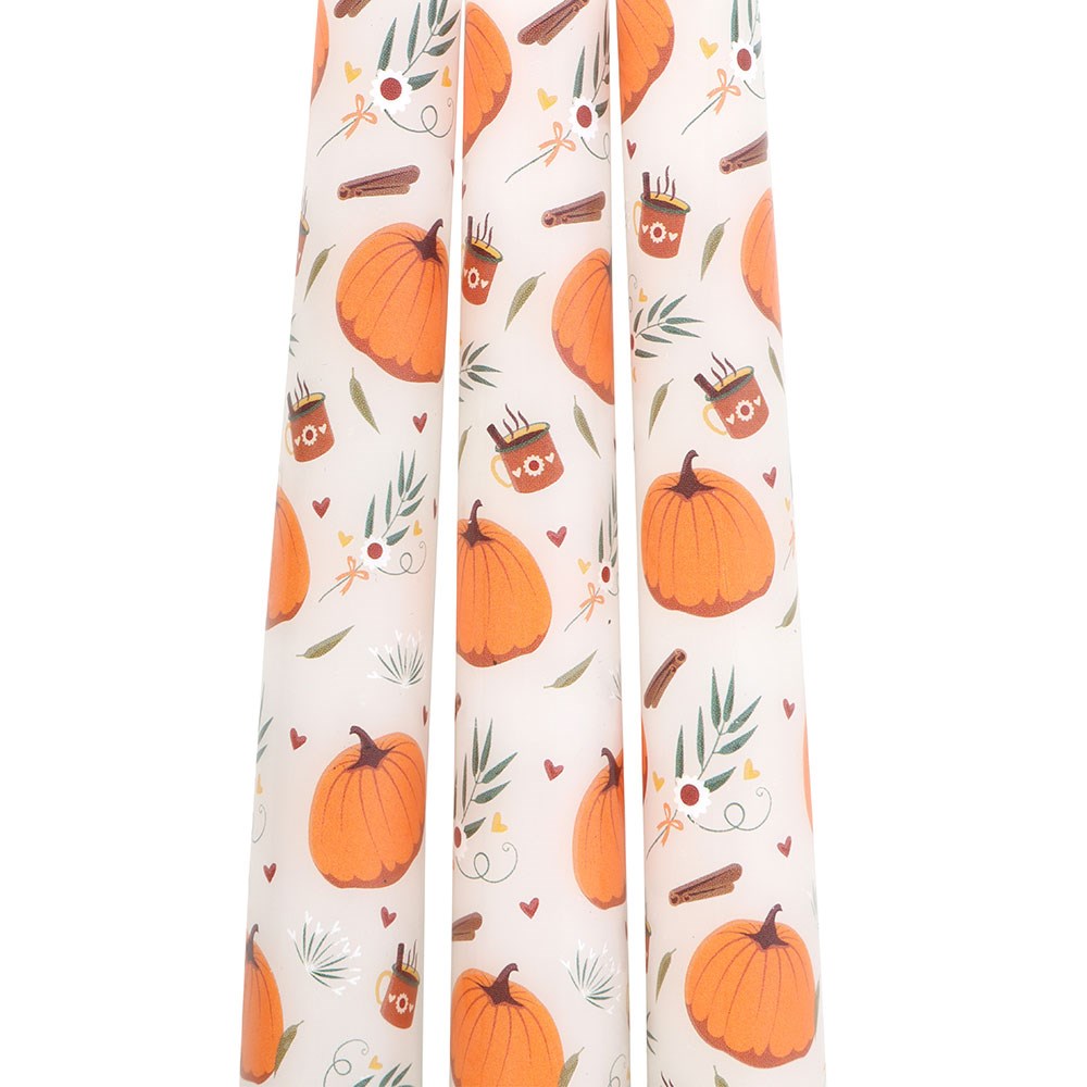 Lote de 3 velas cónicas sin aroma «Pumpkin Kisses» – imagen 4